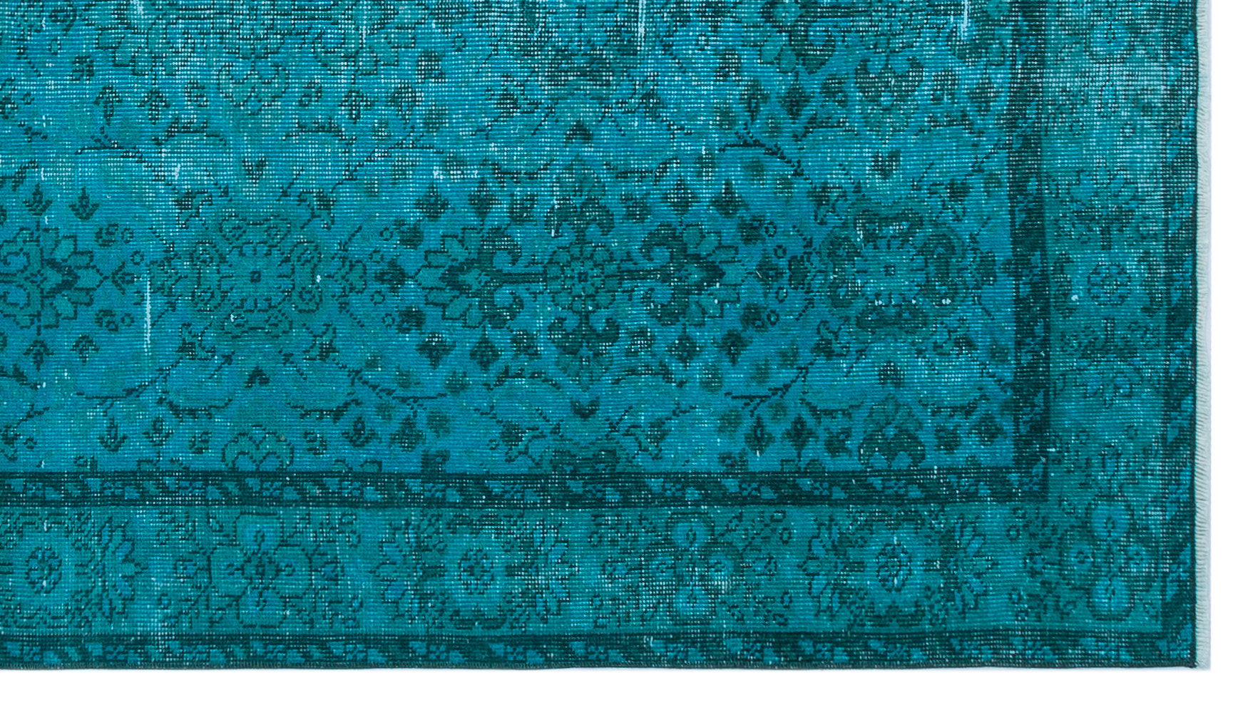 Atina Turquoise Vintage Wool Handmade Area Rug 4'6" x 8'2"
