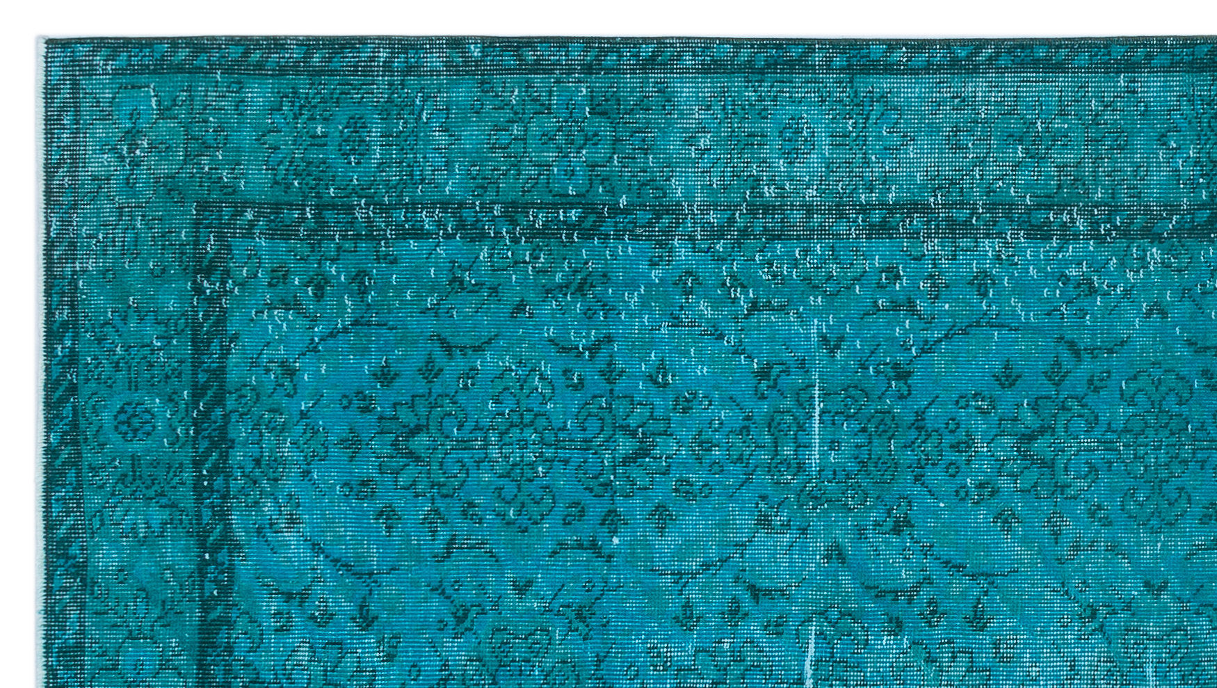Atina Turquoise Vintage Wool Handmade Area Rug 4'6" x 8'2"