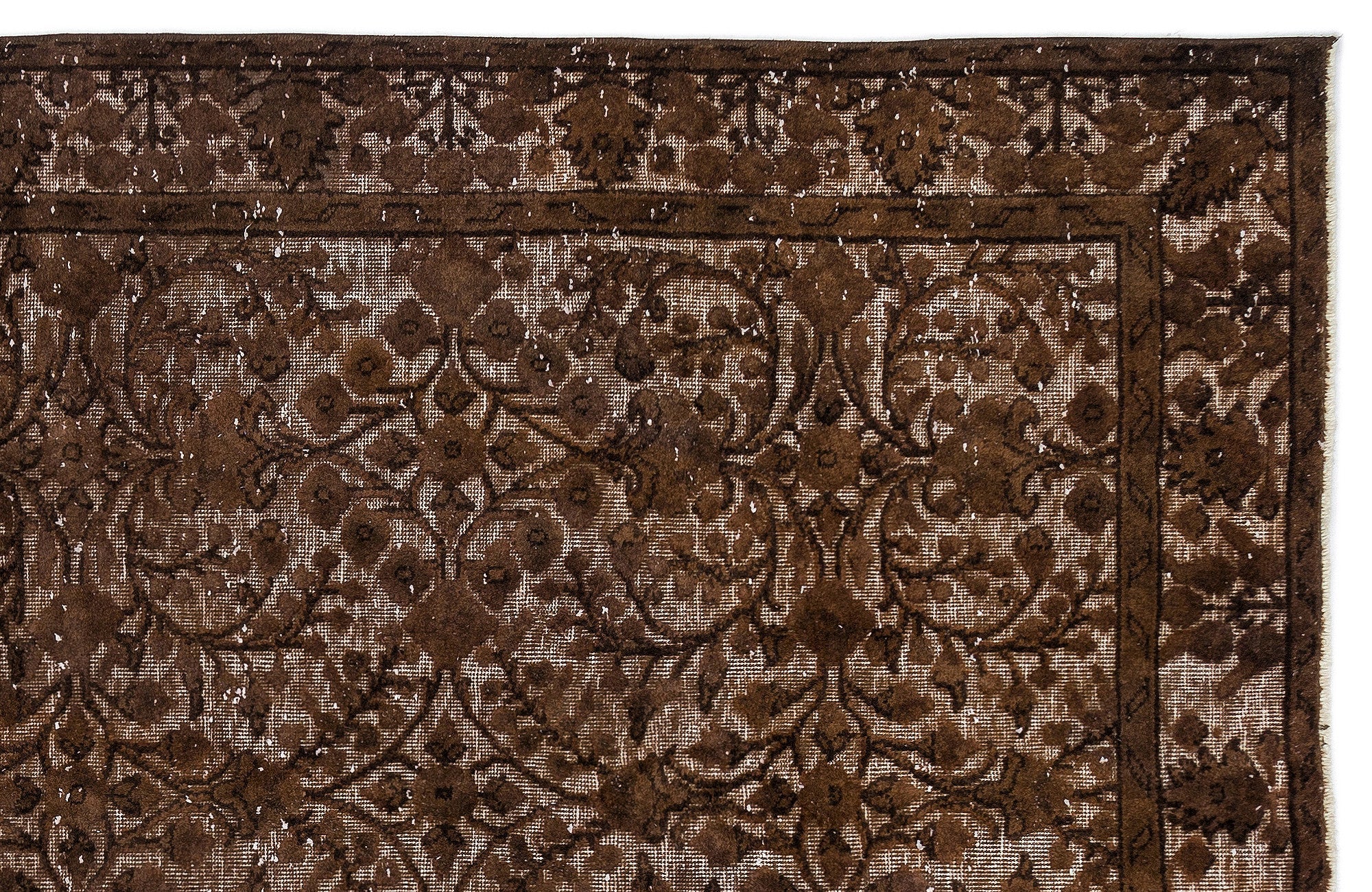 Purplea Brown Vintage Wool Handmade Area Rug 5'8" x 9'2"