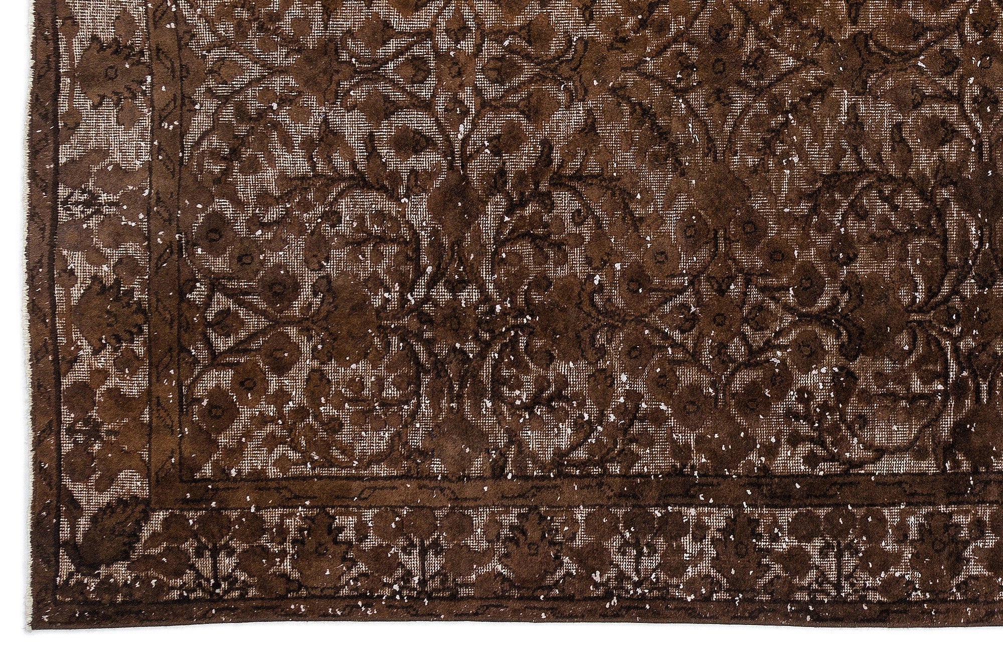 Purplea Brown Vintage Wool Handmade Area Rug 5'8" x 9'2"