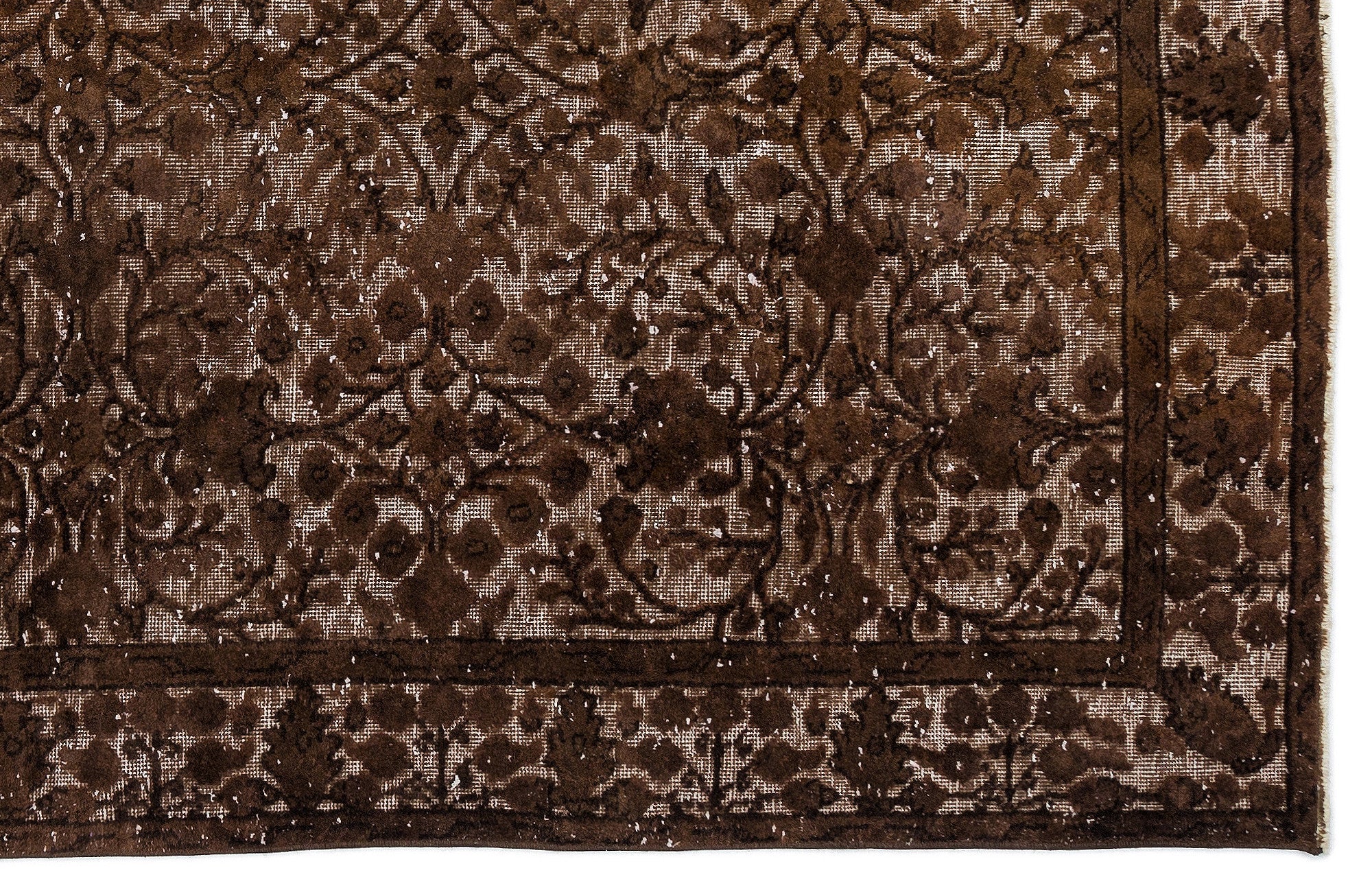 Purplea Brown Vintage Wool Handmade Area Rug 5'8" x 9'2"