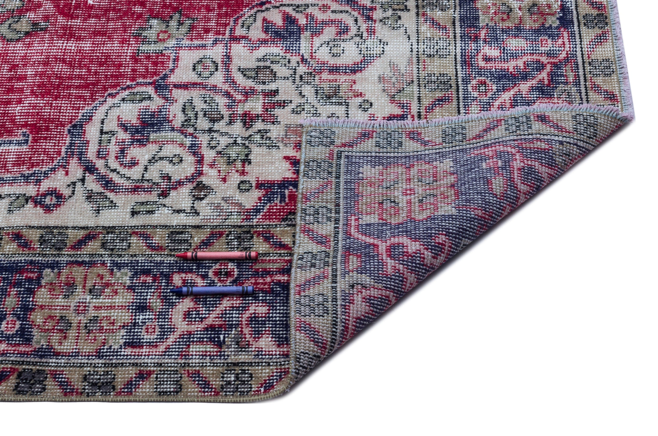 Atina Red Vintage Wool Handmade Area Rug 4'9" x 11'6"