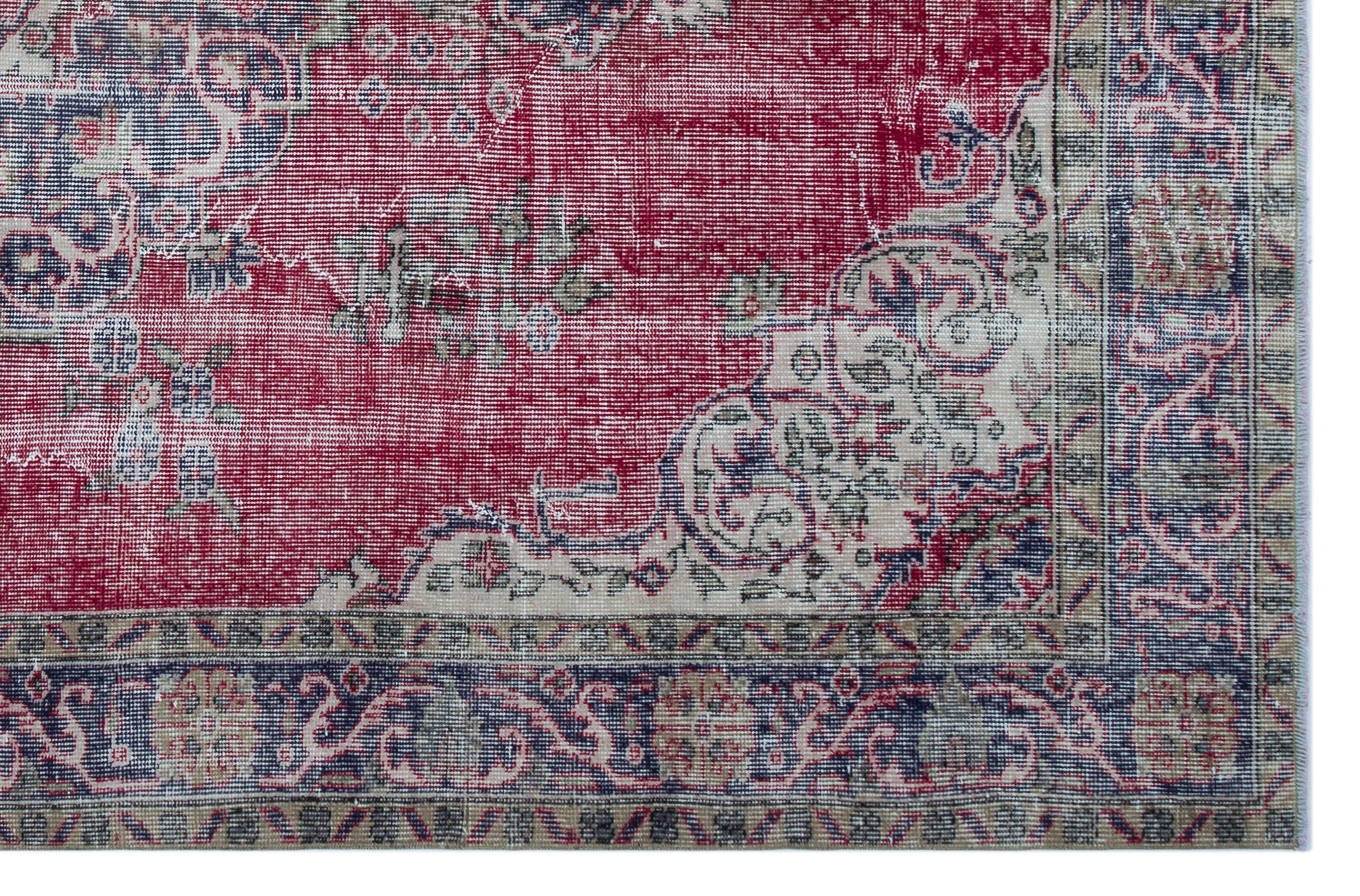 Atina Red Vintage Wool Handmade Area Rug 4'9" x 11'6"