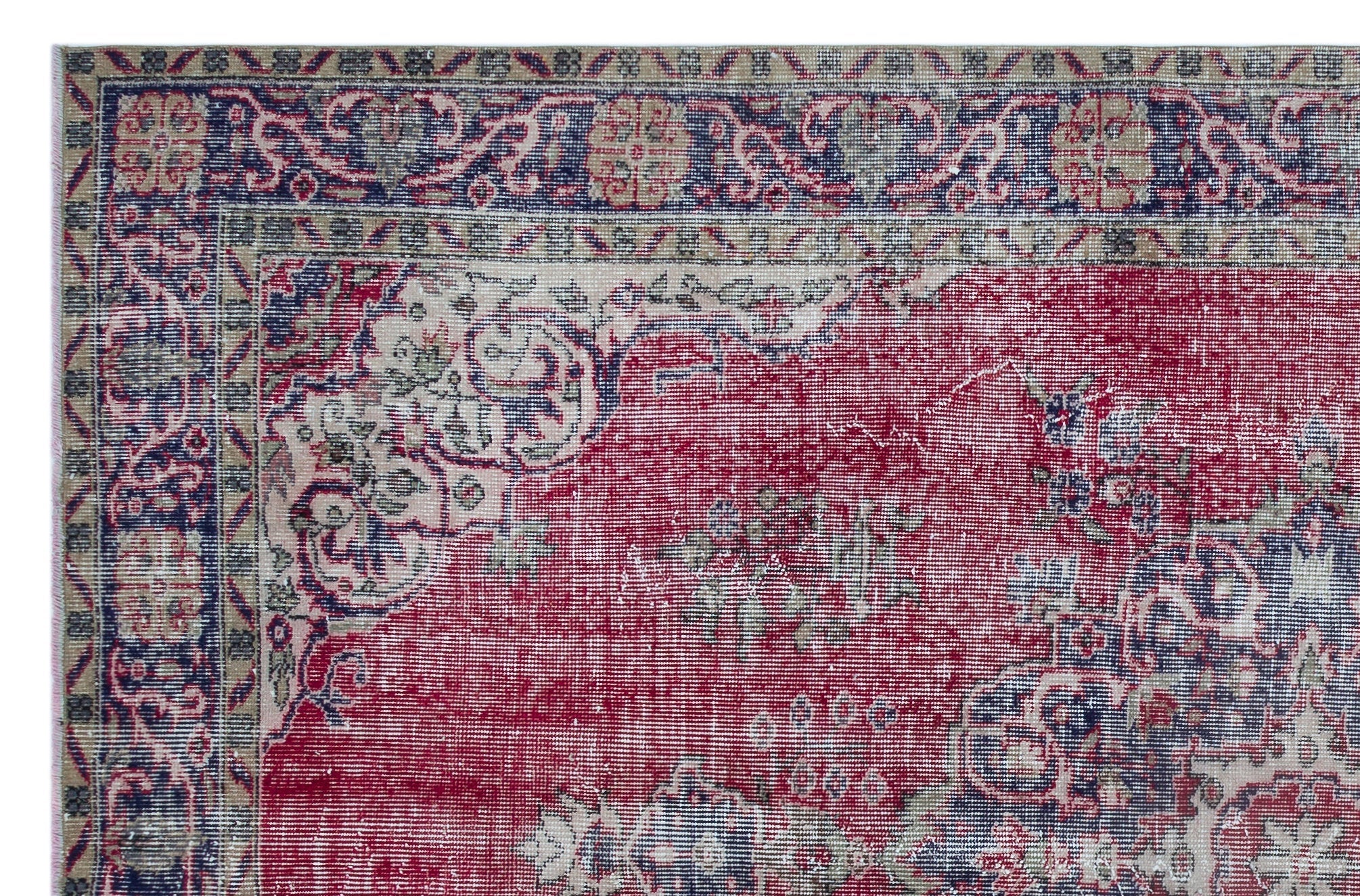 Atina Red Vintage Wool Handmade Area Rug 4'9" x 11'6"