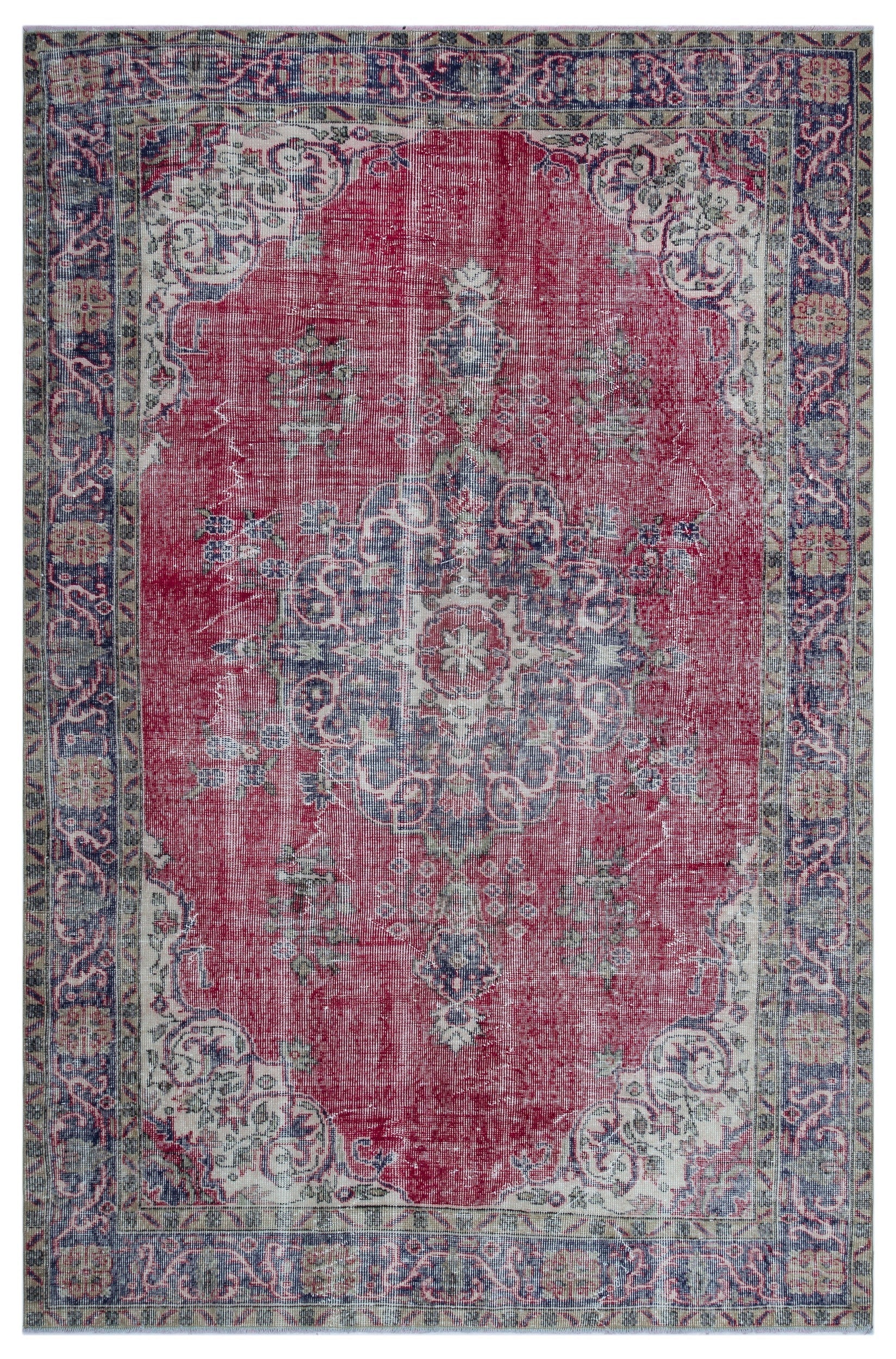 Atina Red Vintage Wool Handmade Area Rug 4'9" x 11'6"