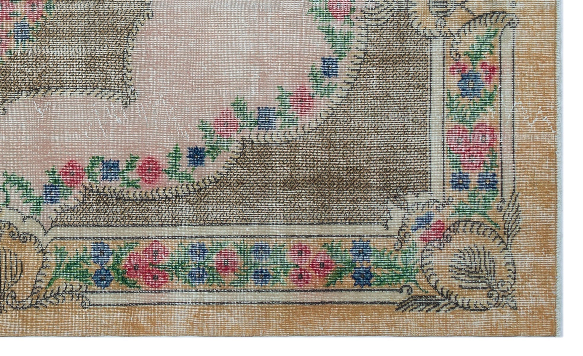 Atina Beige Vintage Wool Handmade Area Rug 5'5" x 9'0"