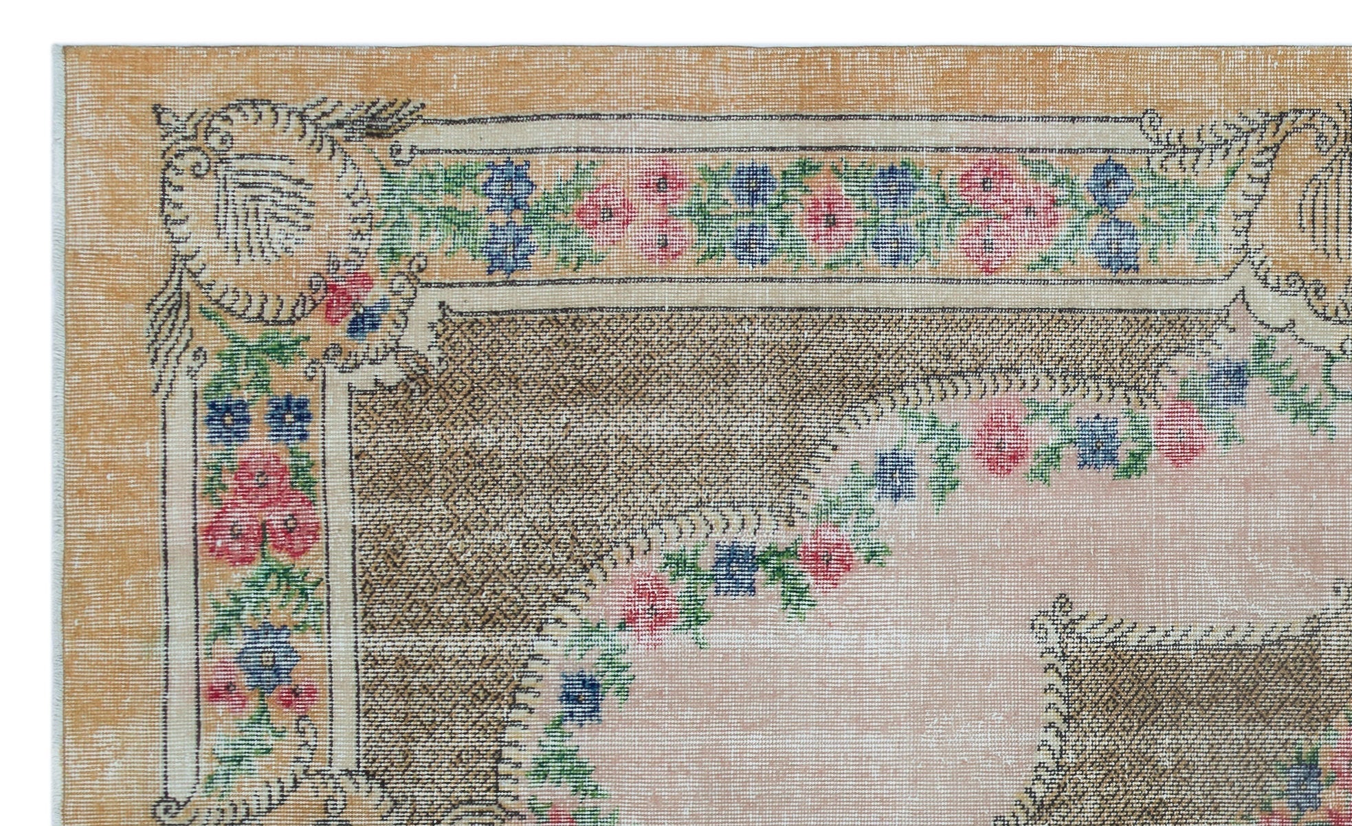 Atina Beige Vintage Wool Handmade Area Rug 5'5" x 9'0"
