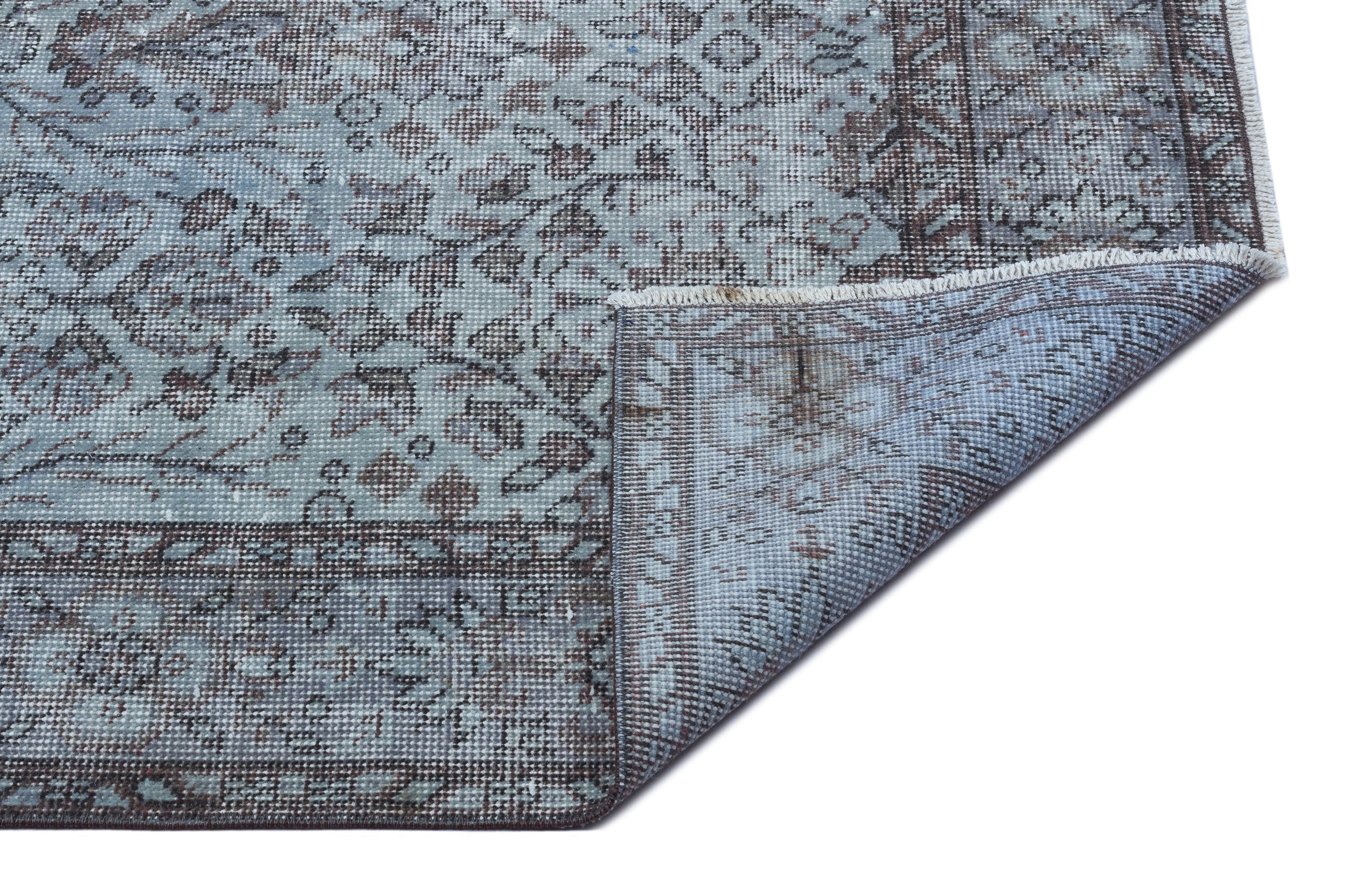 Atina Blue Vintage Wool Handmade Area Rug 5'6" x 9'4"