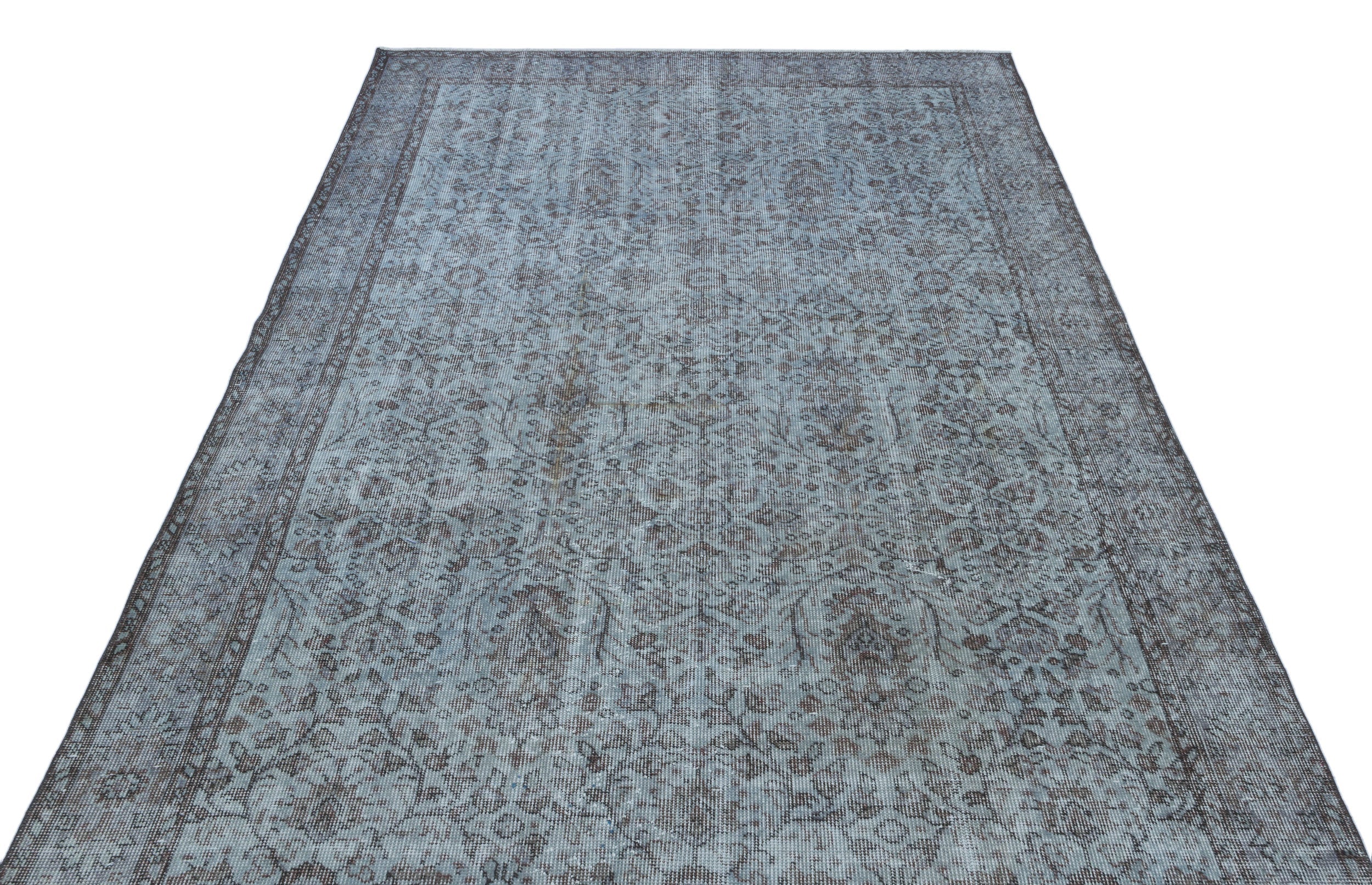 Atina Blue Vintage Wool Handmade Area Rug 5'6" x 9'4"