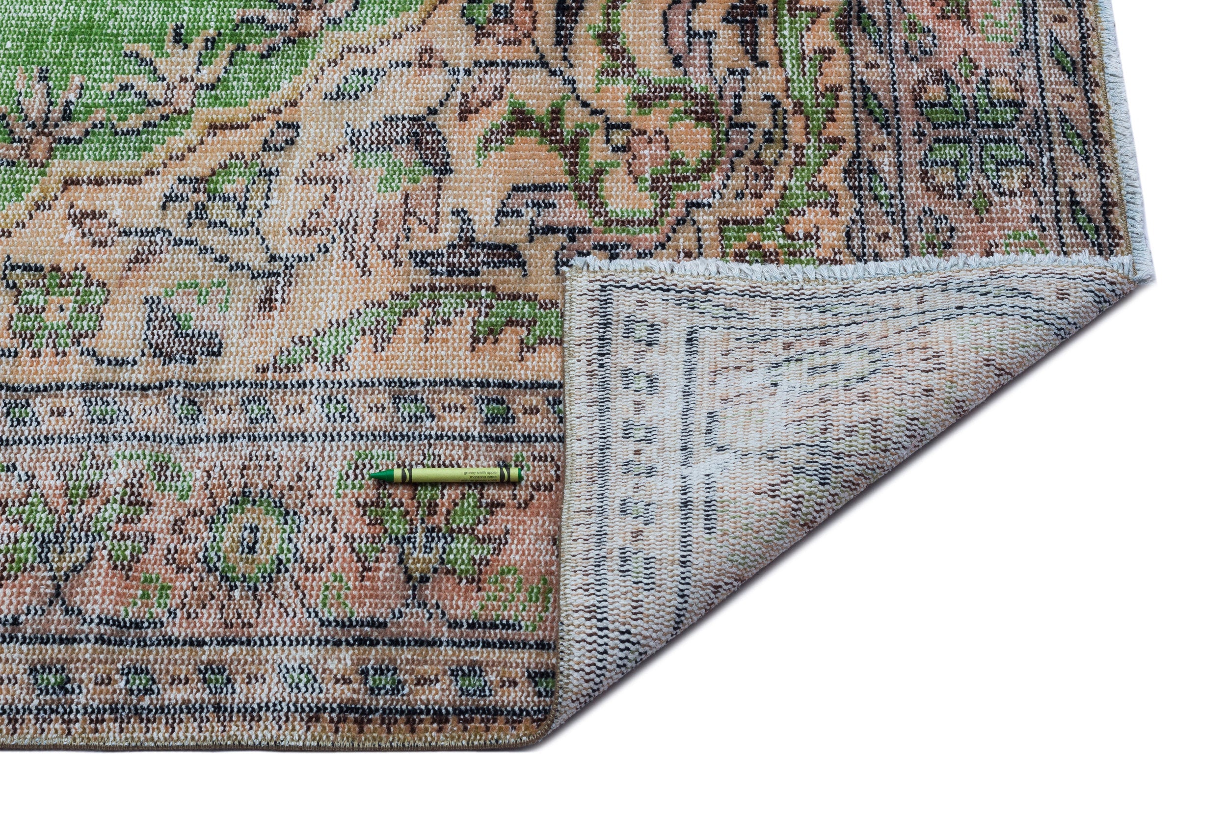 Atina Green Vintage Wool Handmade Area Rug 6'0" x 9'1"