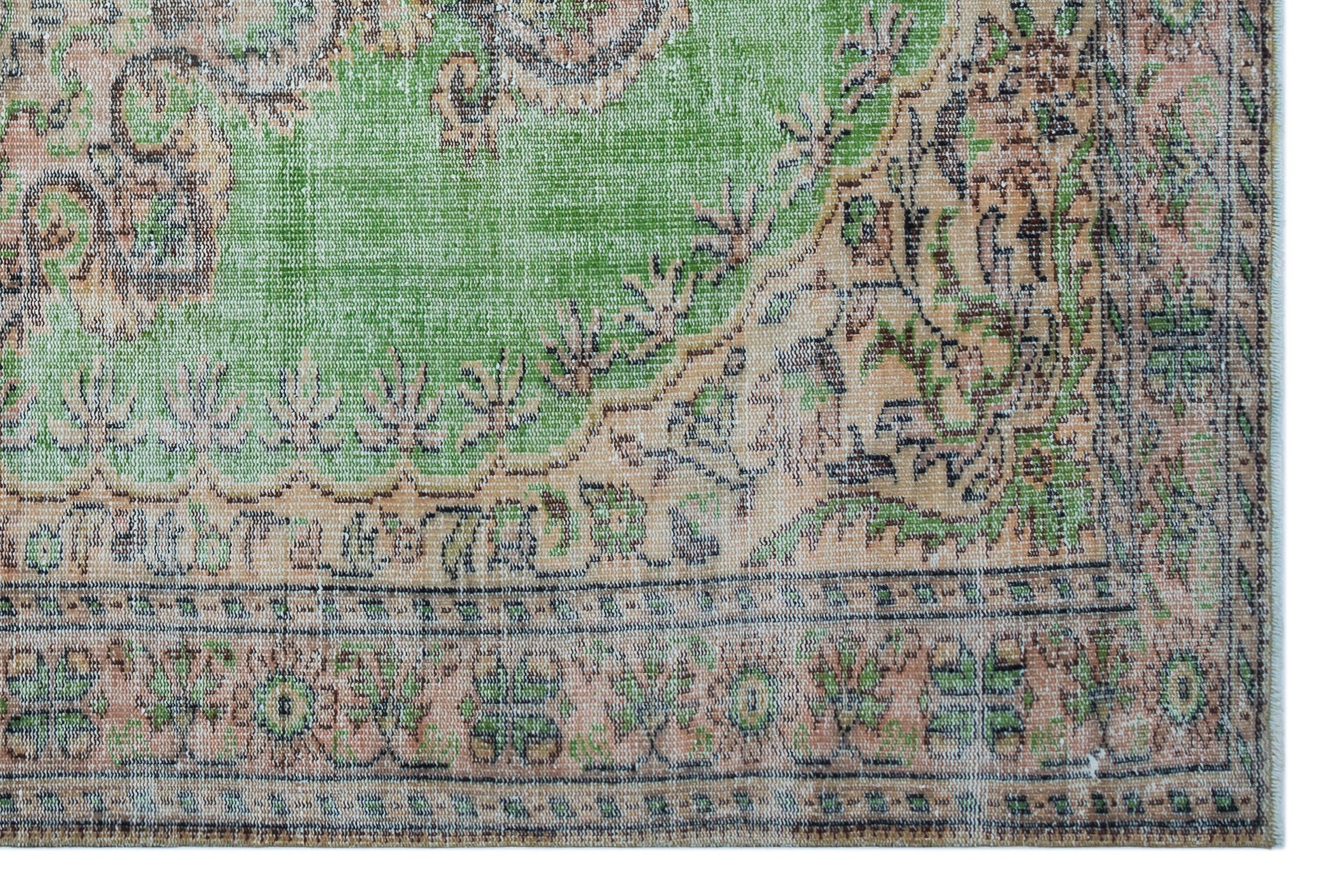 Atina Green Vintage Wool Handmade Area Rug 6'0" x 9'1"