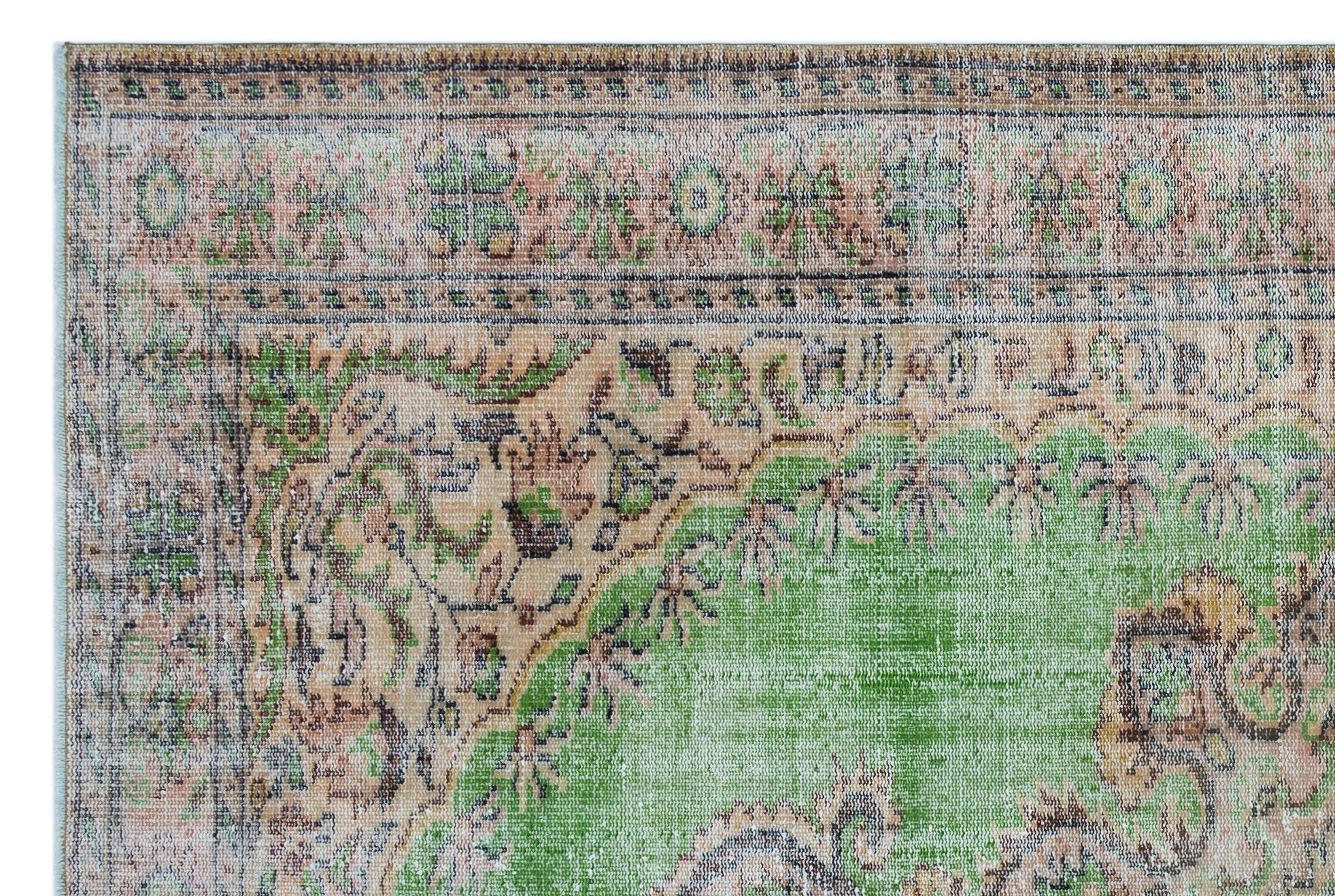 Atina Green Vintage Wool Handmade Area Rug 6'0" x 9'1"
