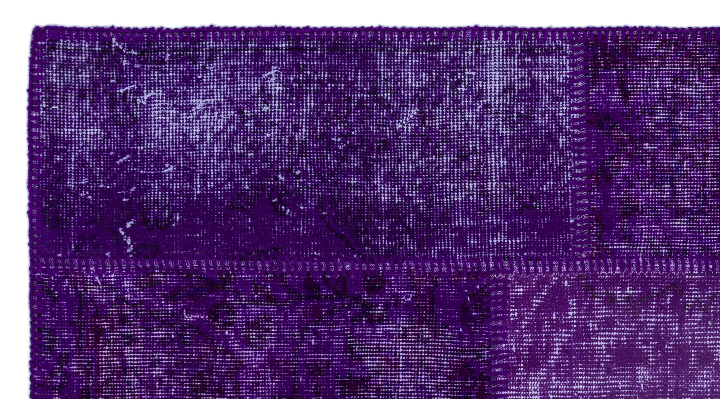 Iskece 25888 Purple Patchwork Wool Handmade Area Rug 2'7" x 4'11"
