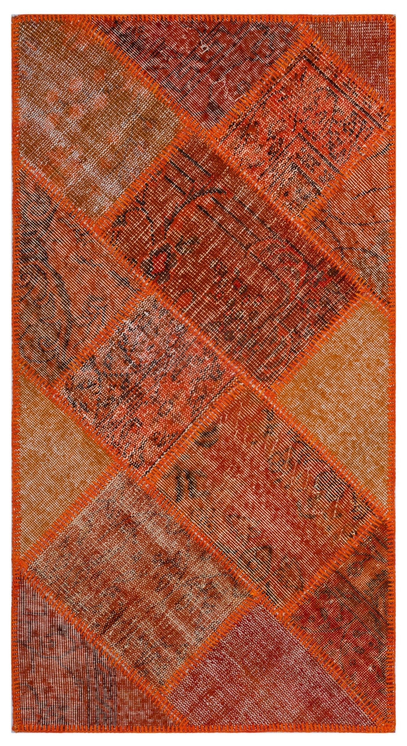 Iskece 25918 Orange Vintage Wool Handmade Area Rug 2'7" x 4'11"
