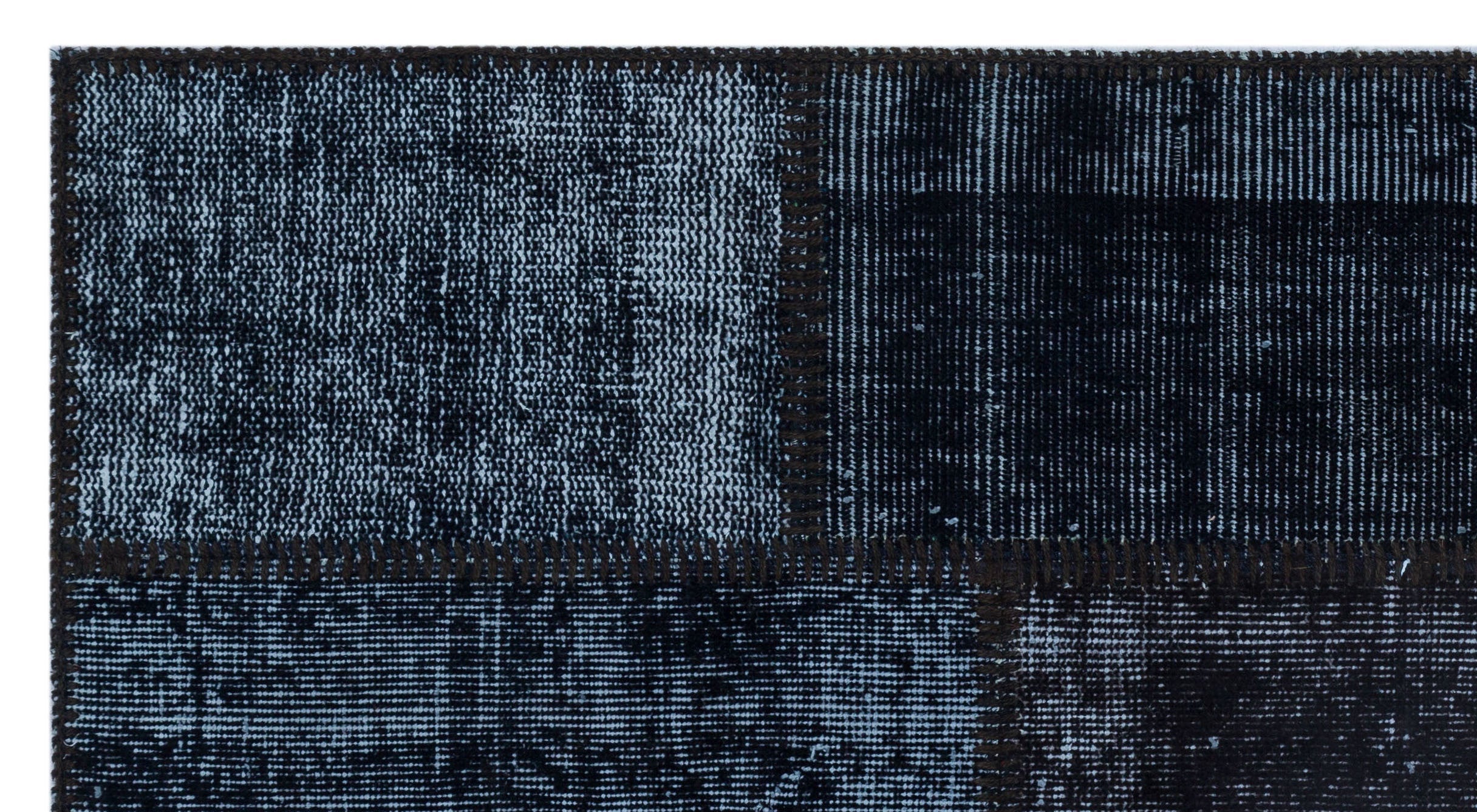 Iskece 25928 Black Patchwork Wool Handmade Area Rug 2'7" x 4'11"