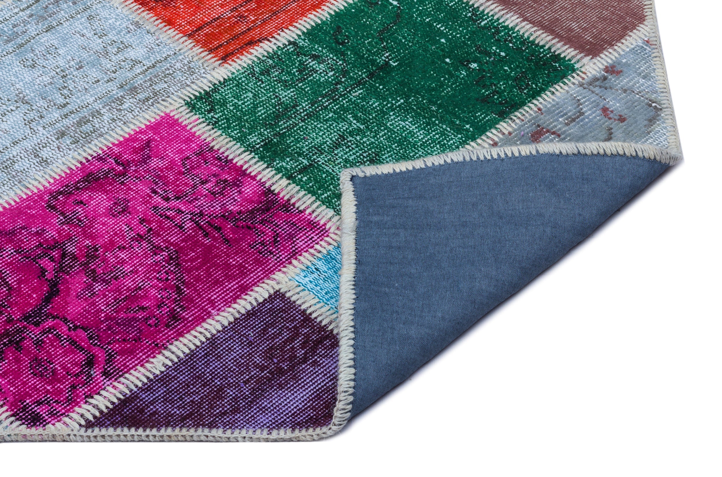 Iskece 25944 Beige Patchwork Wool Handmade Area Rug 2'7" x 4'11"