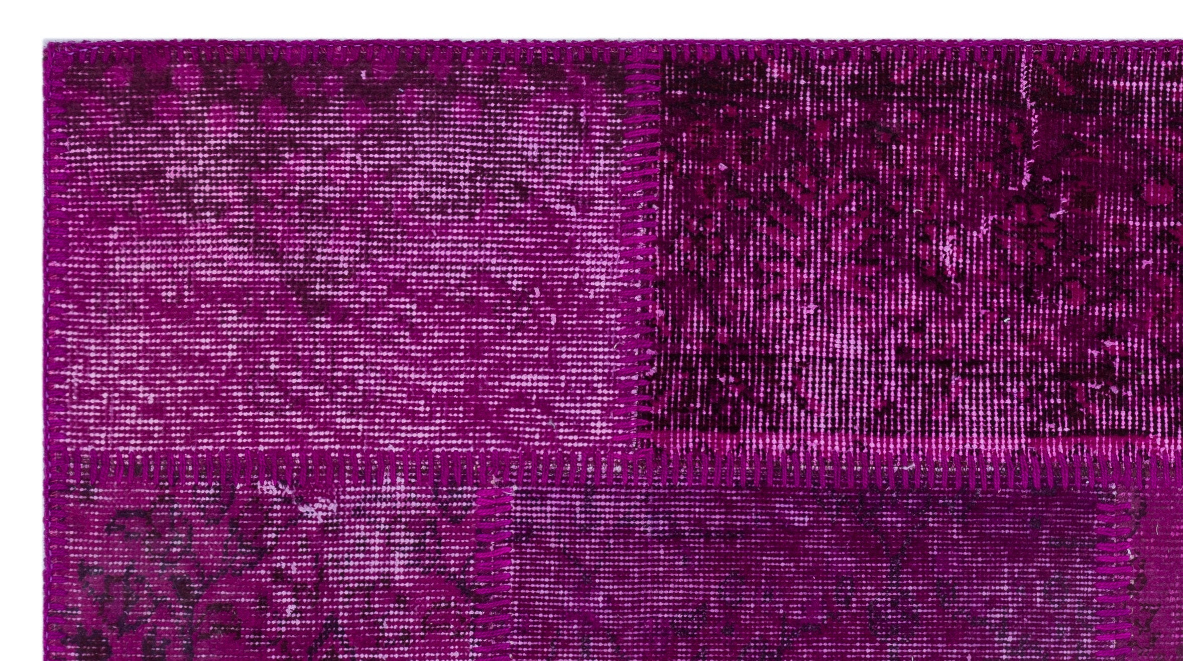 Iskece 25946 Pink Patchwork Wool Handmade Area Rug 2'7" x 4'11"