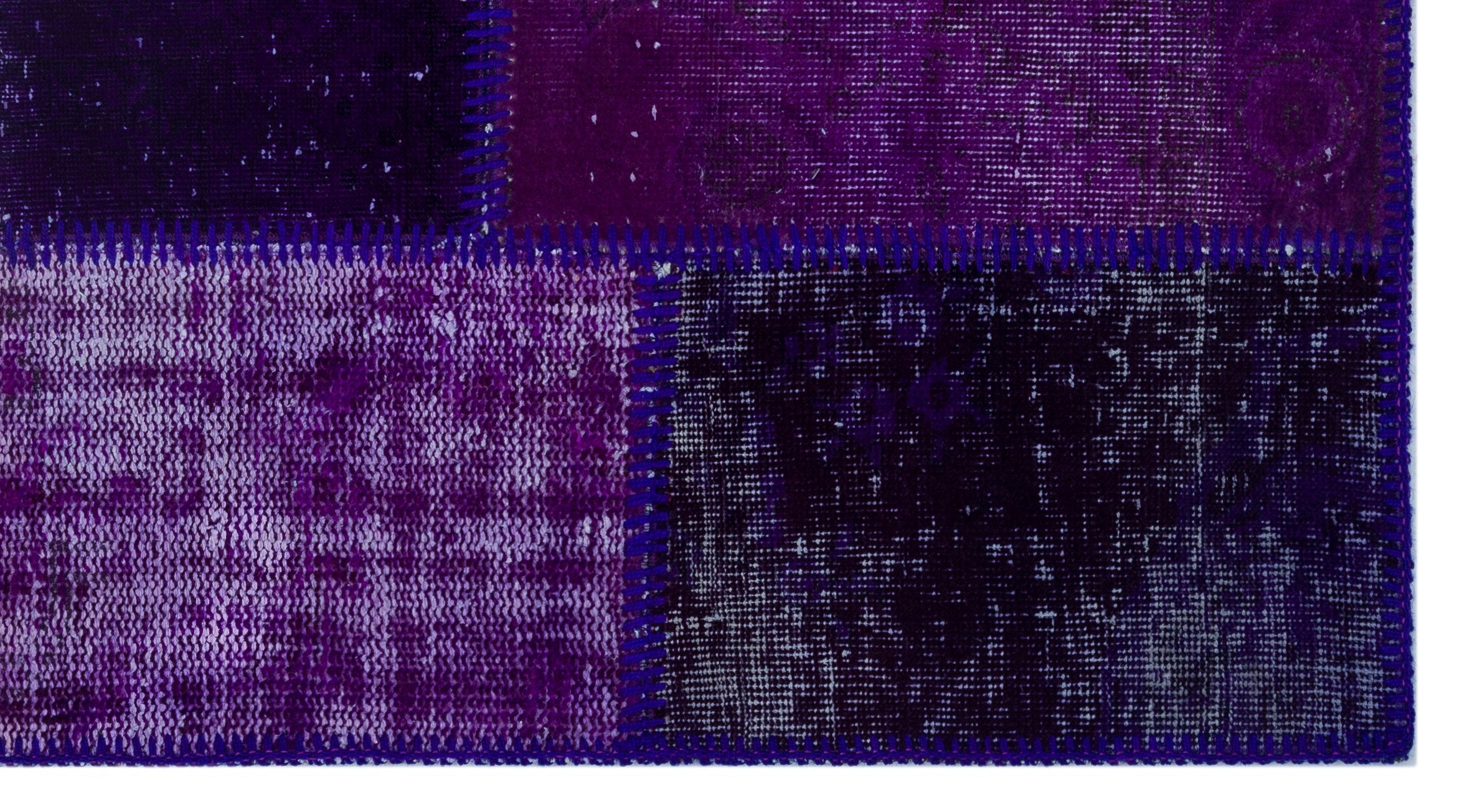 Iskece 25948 Purple Patchwork Wool Handmade Area Rug 2'7" x 4'11"