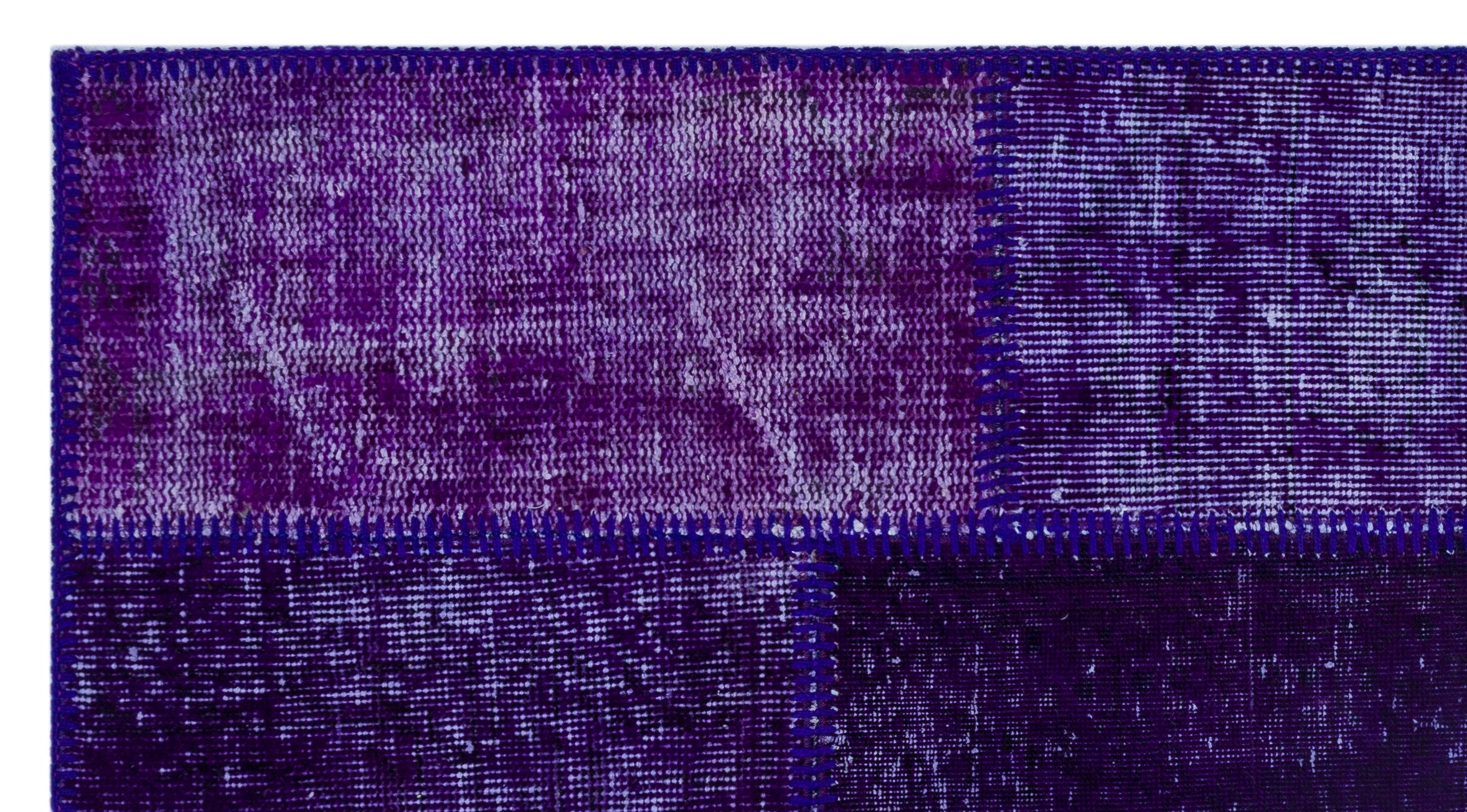 Iskece 25948 Purple Patchwork Wool Handmade Area Rug 2'7" x 4'11"