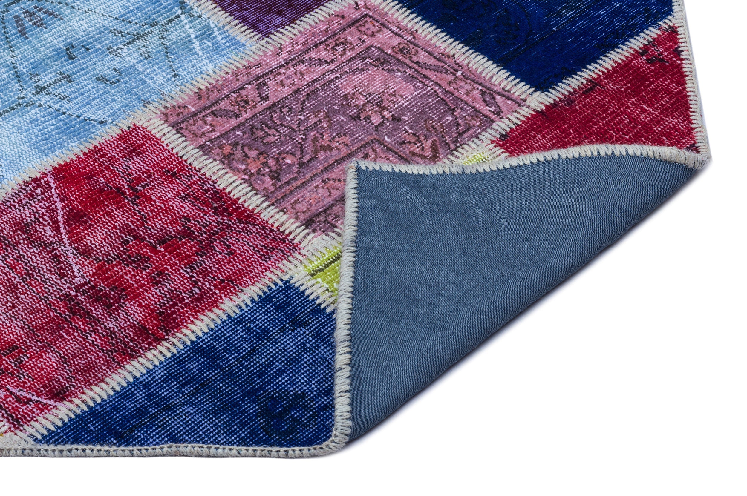 Iskece 25956 Beige Patchwork Wool Handmade Area Rug 2'7" x 4'11"