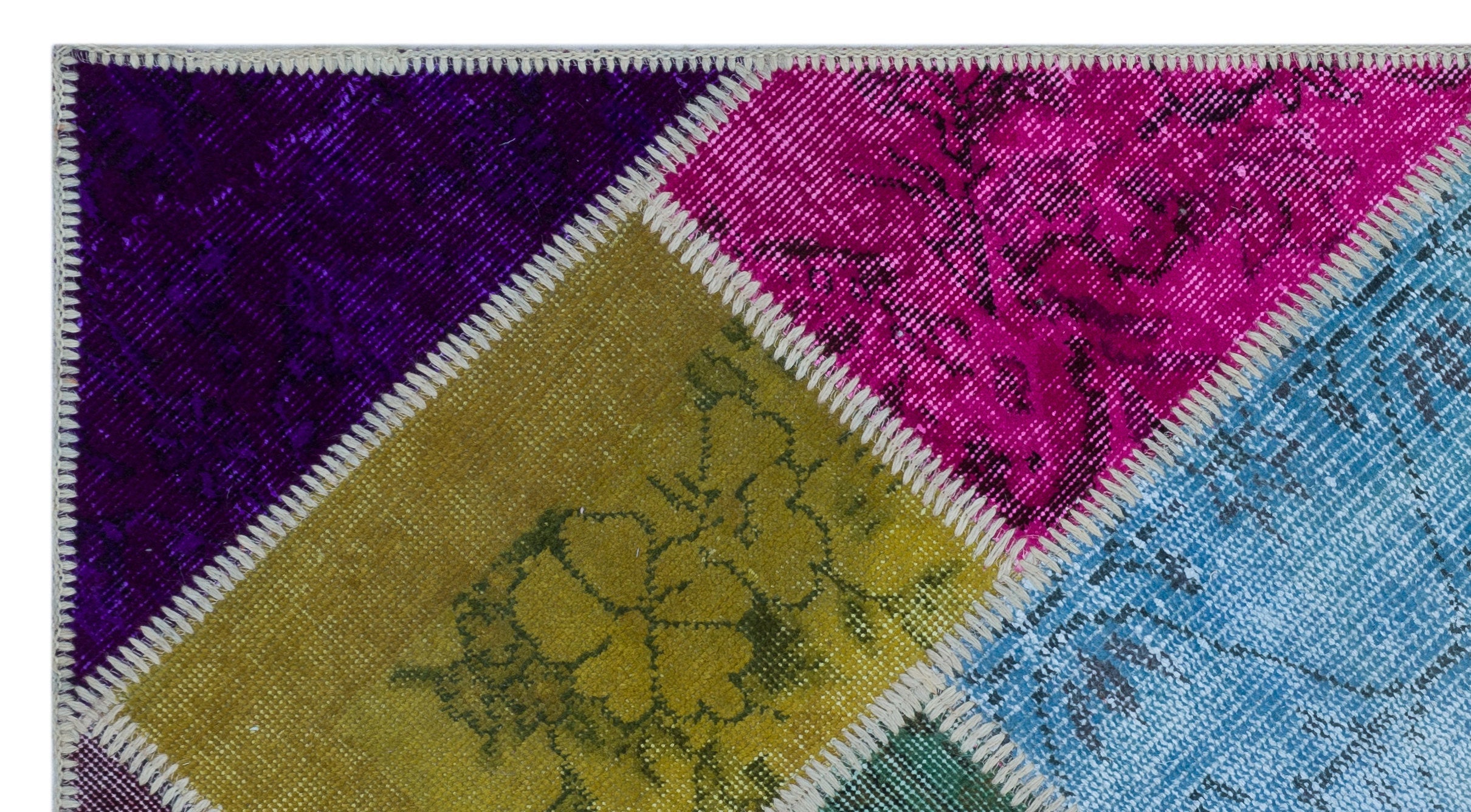 Iskece 25956 Beige Patchwork Wool Handmade Area Rug 2'7" x 4'11"