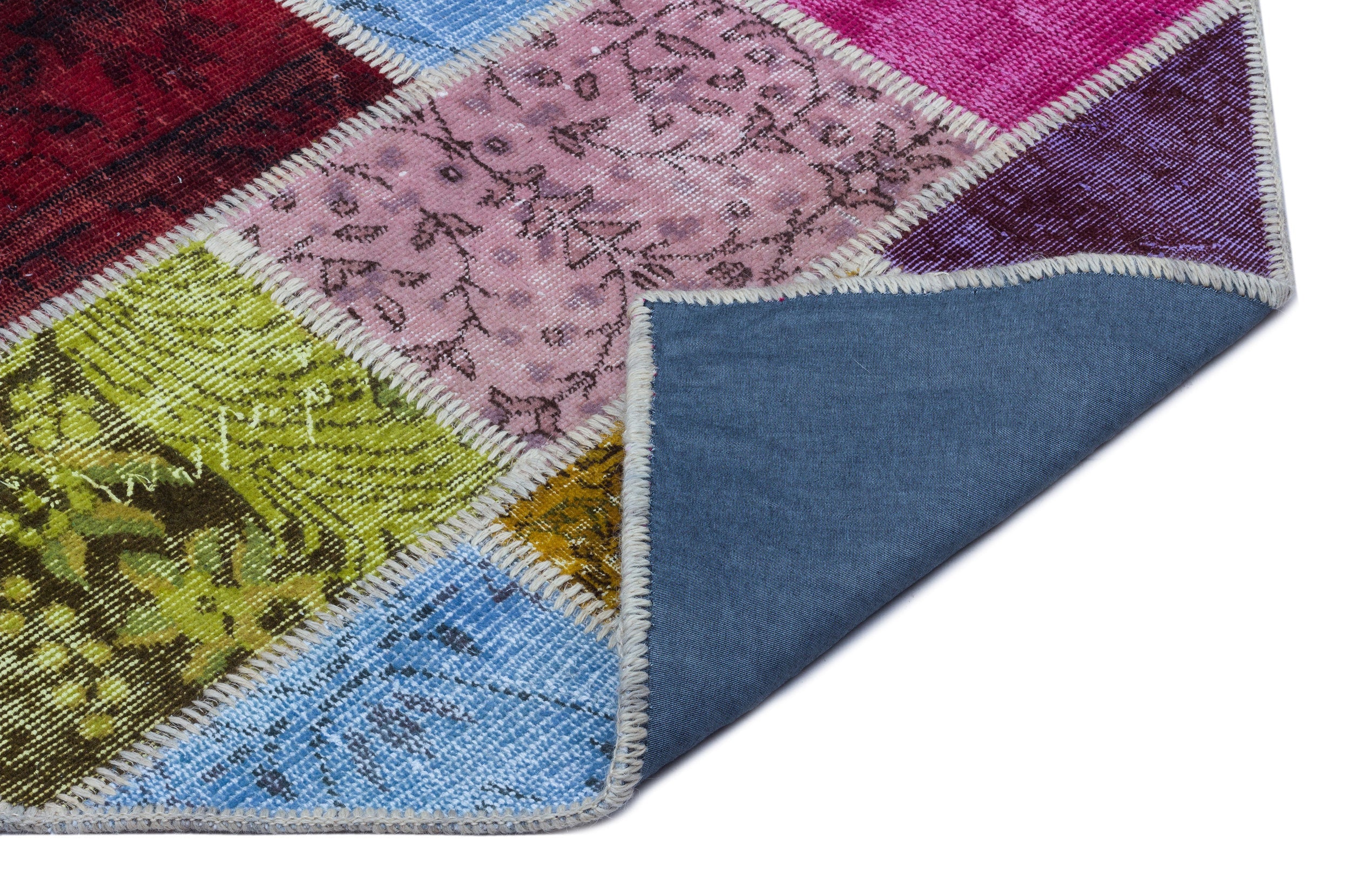 Iskece 25978 Beige Patchwork Wool Handmade Area Rug 2'7" x 4'11"