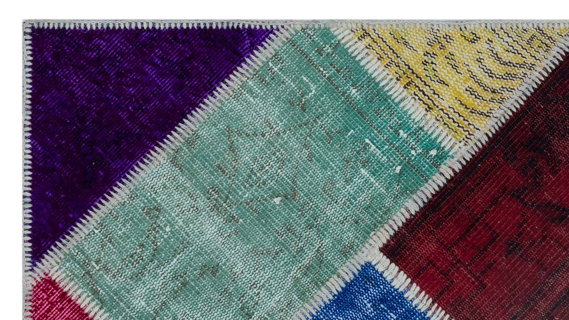 Iskece 25978 Beige Patchwork Wool Handmade Area Rug 2'7" x 4'11"