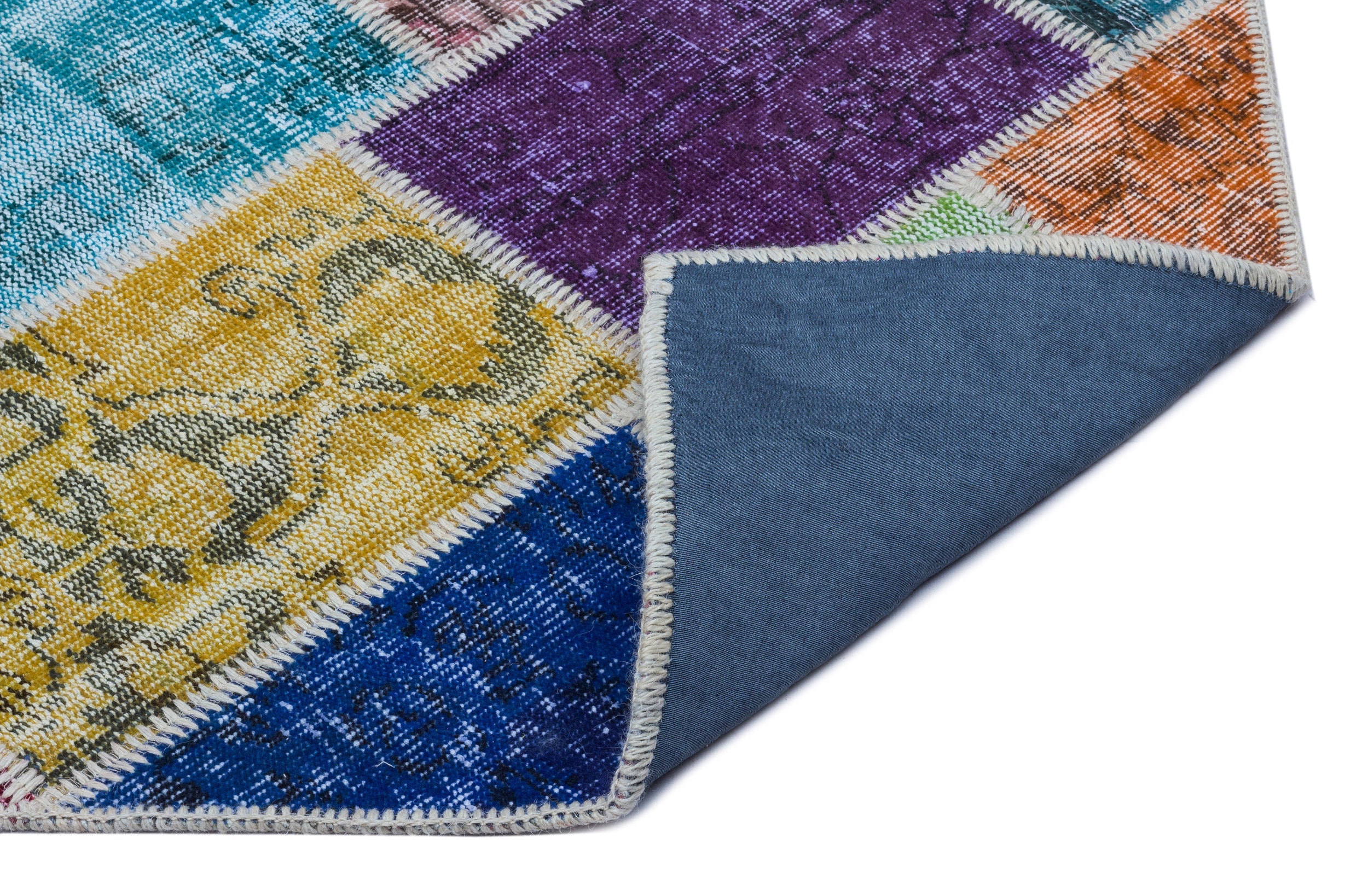 Iskece 25979 Beige Patchwork Wool Handmade Area Rug 2'7" x 4'11"