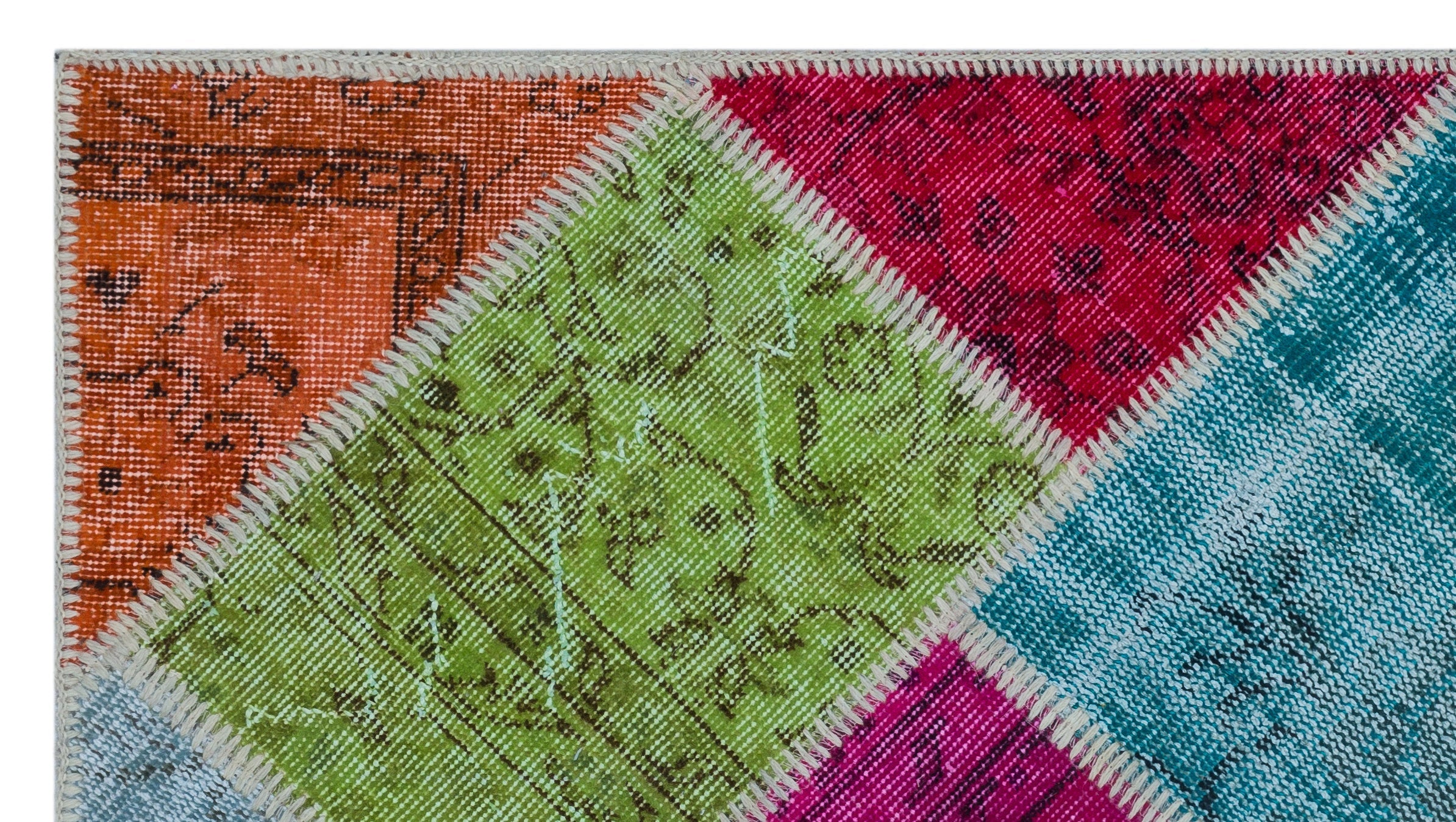 Iskece 25979 Beige Patchwork Wool Handmade Area Rug 2'7" x 4'11"
