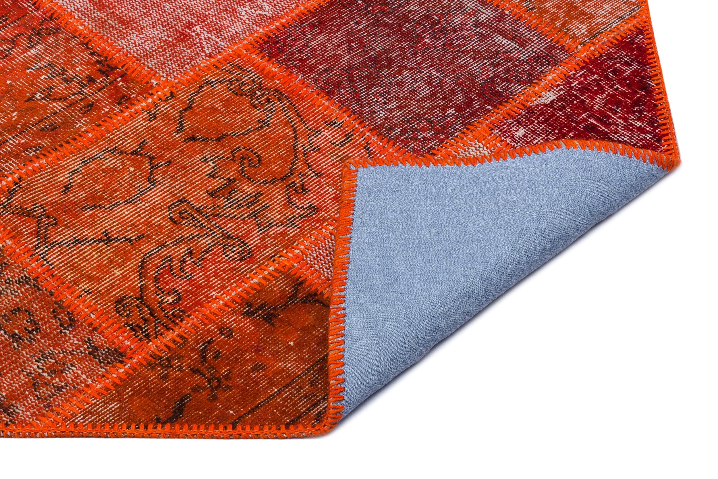 Iskece 25980 Red Patchwork Wool Handmade Area Rug 2'7" x 4'11"