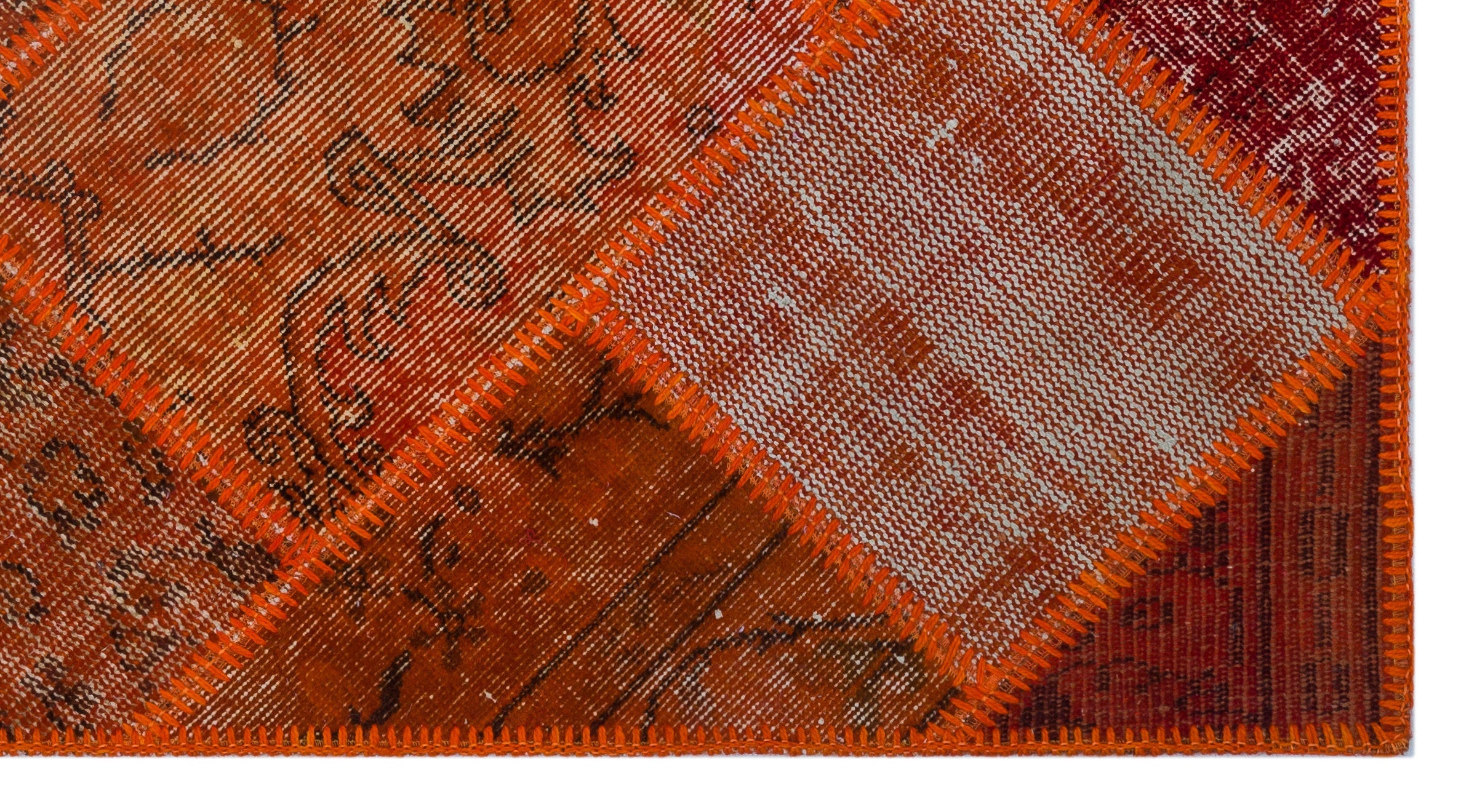 Iskece 25980 Red Patchwork Wool Handmade Area Rug 2'7" x 4'11"