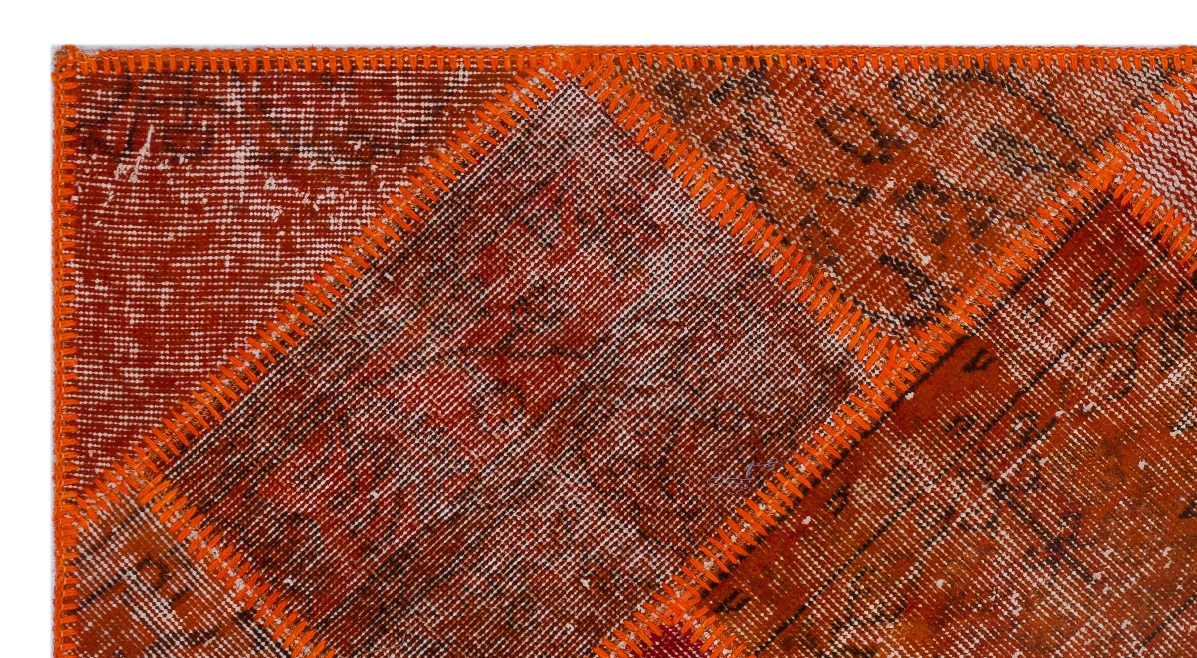 Iskece 25980 Red Patchwork Wool Handmade Area Rug 2'7" x 4'11"