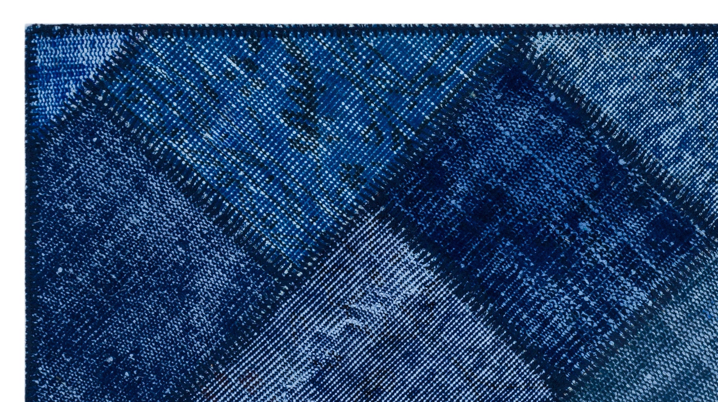 Iskece 26004 Blue Patchwork Wool Handmade Area Rug 2'7" x 4'11"