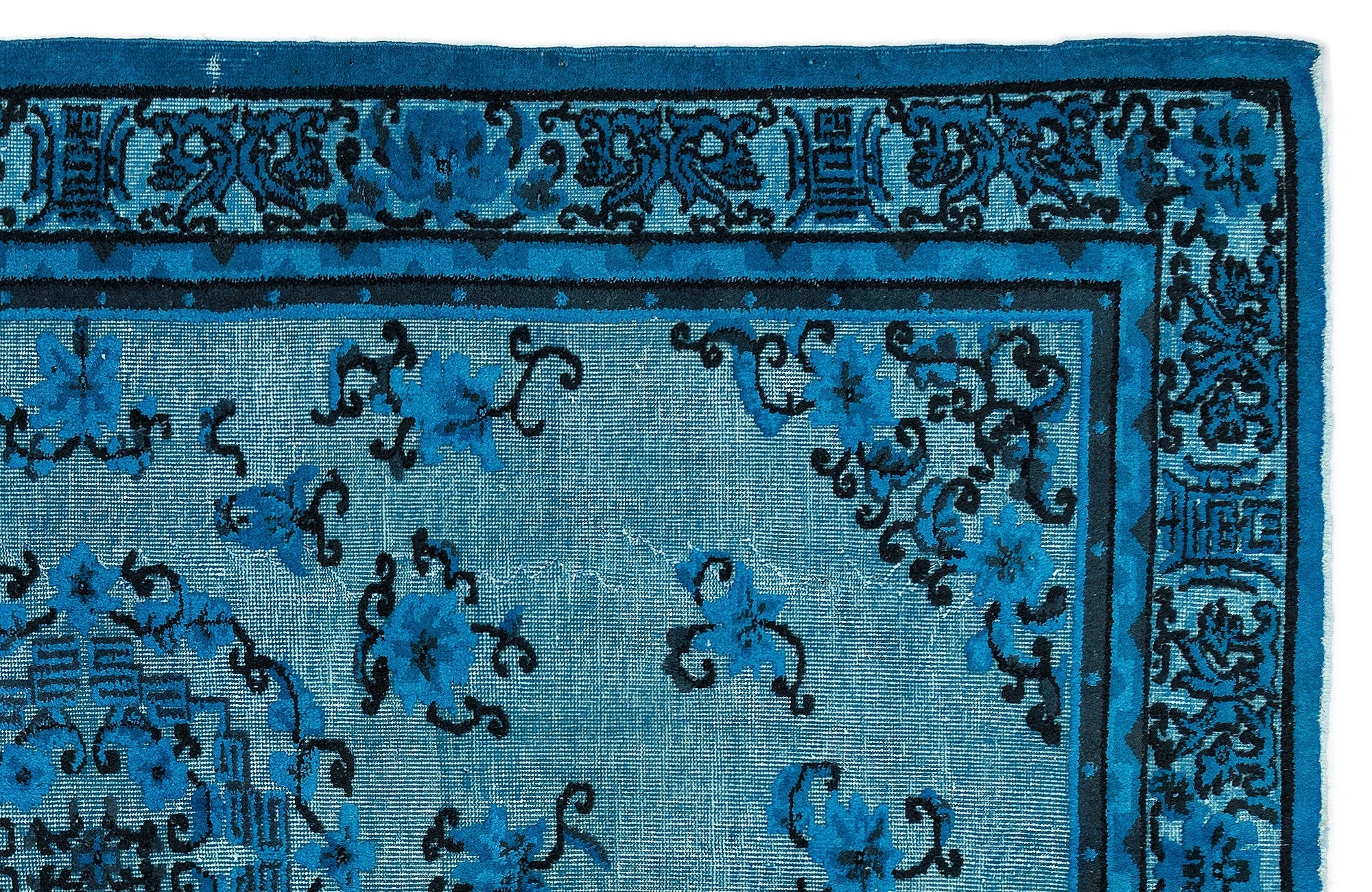 Purplea Turquoise Vintage Wool Handmade Area Rug 5'11" x 9'2"