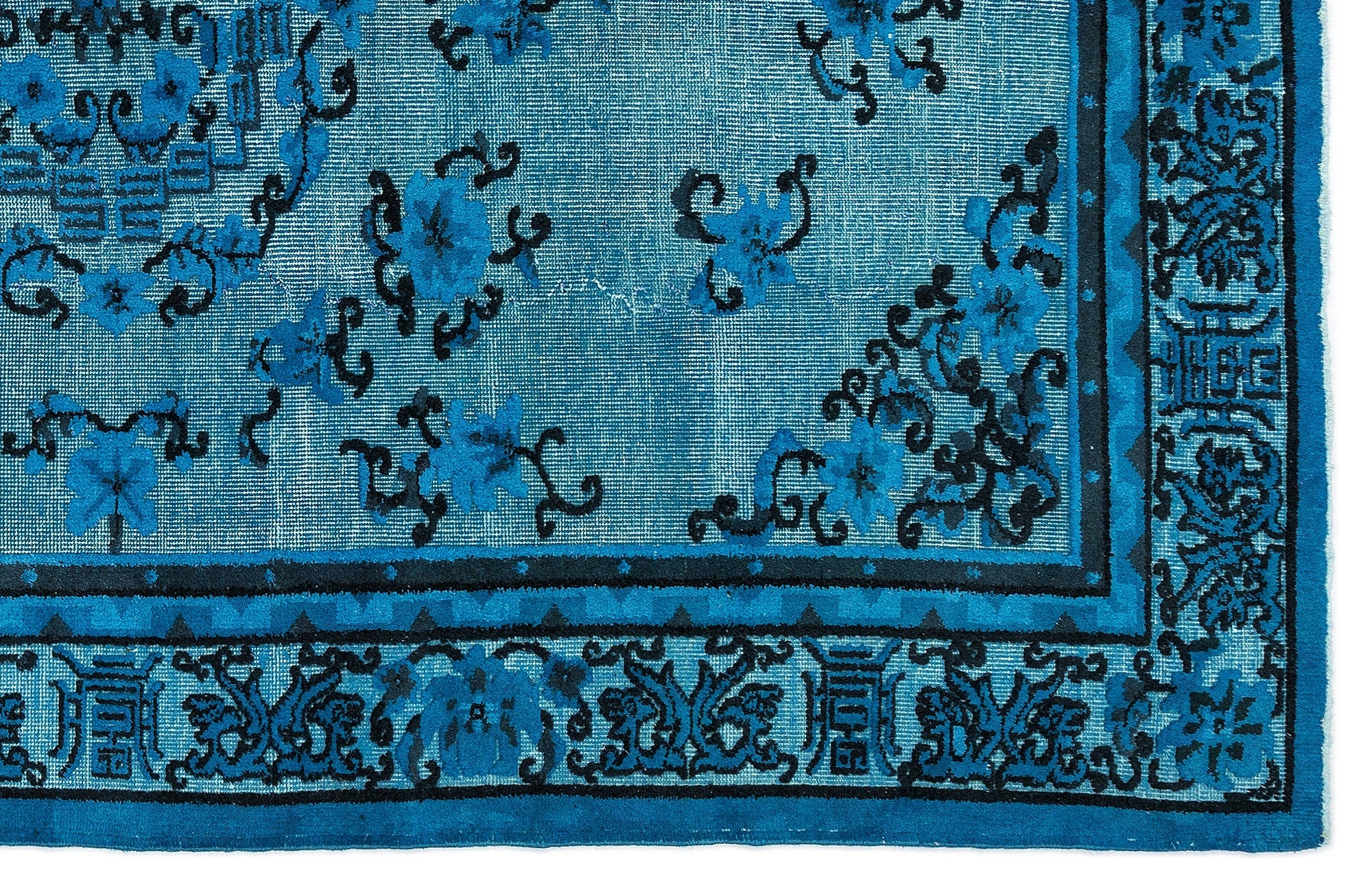 Purplea Turquoise Vintage Wool Handmade Area Rug 5'11" x 9'2"