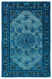 Purplea Turquoise Vintage Wool Handmade Area Rug 5'11" x 9'2"