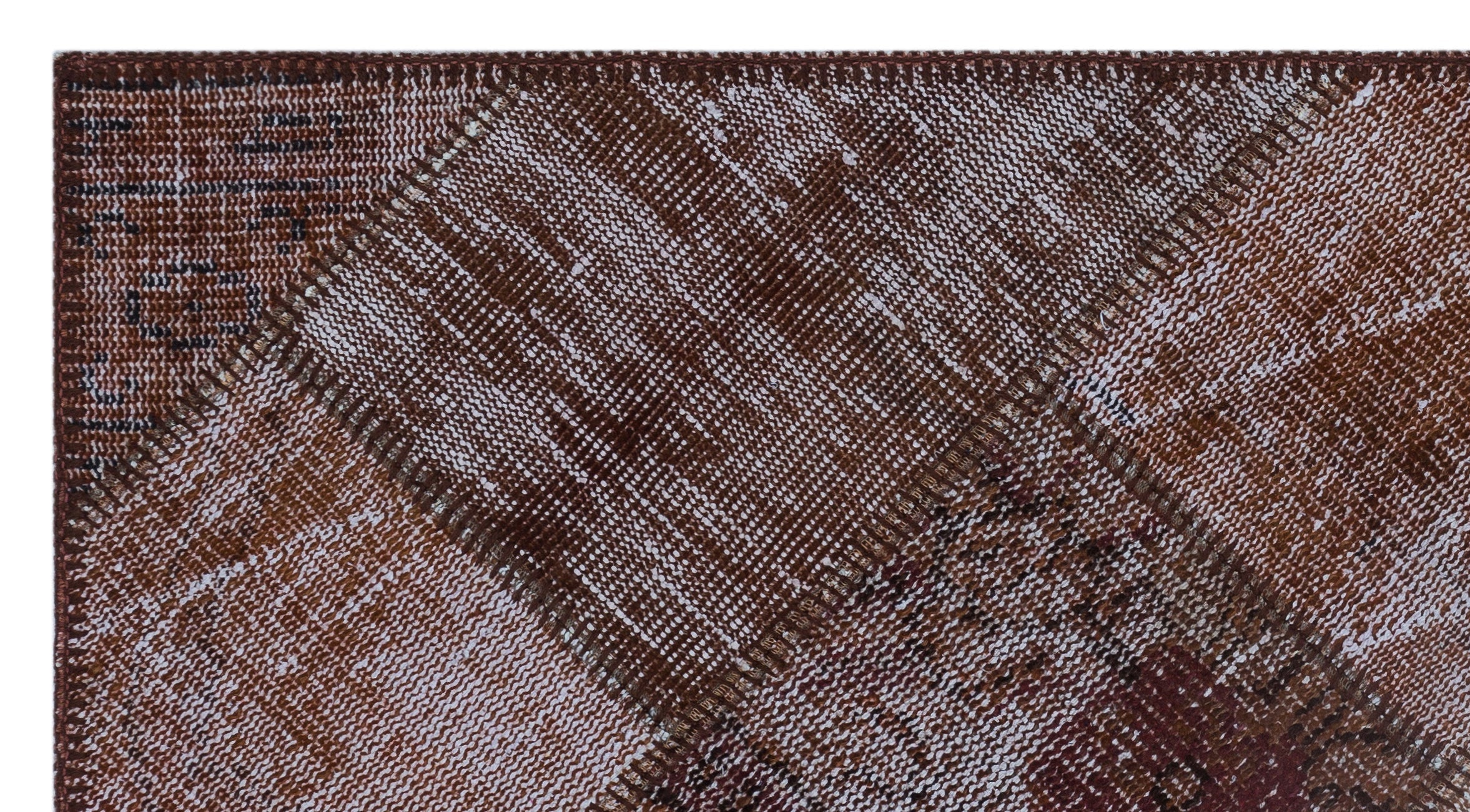 Iskece 26011 Brown Patchwork Wool Handmade Area Rug 2'7" x 4'11"