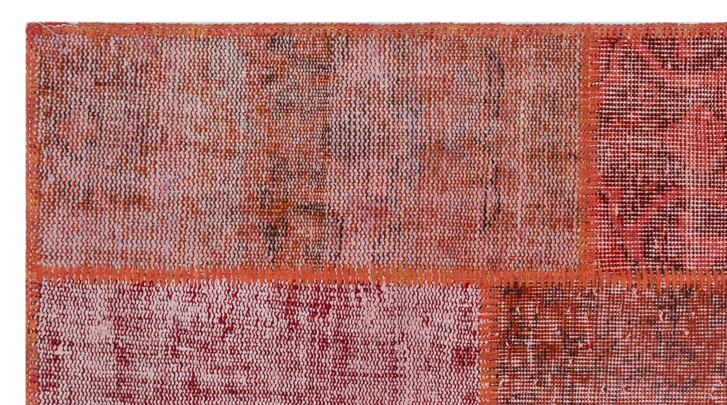 Iskece 26047 Red Patchwork Wool Handmade Area Rug 2'7" x 4'11"