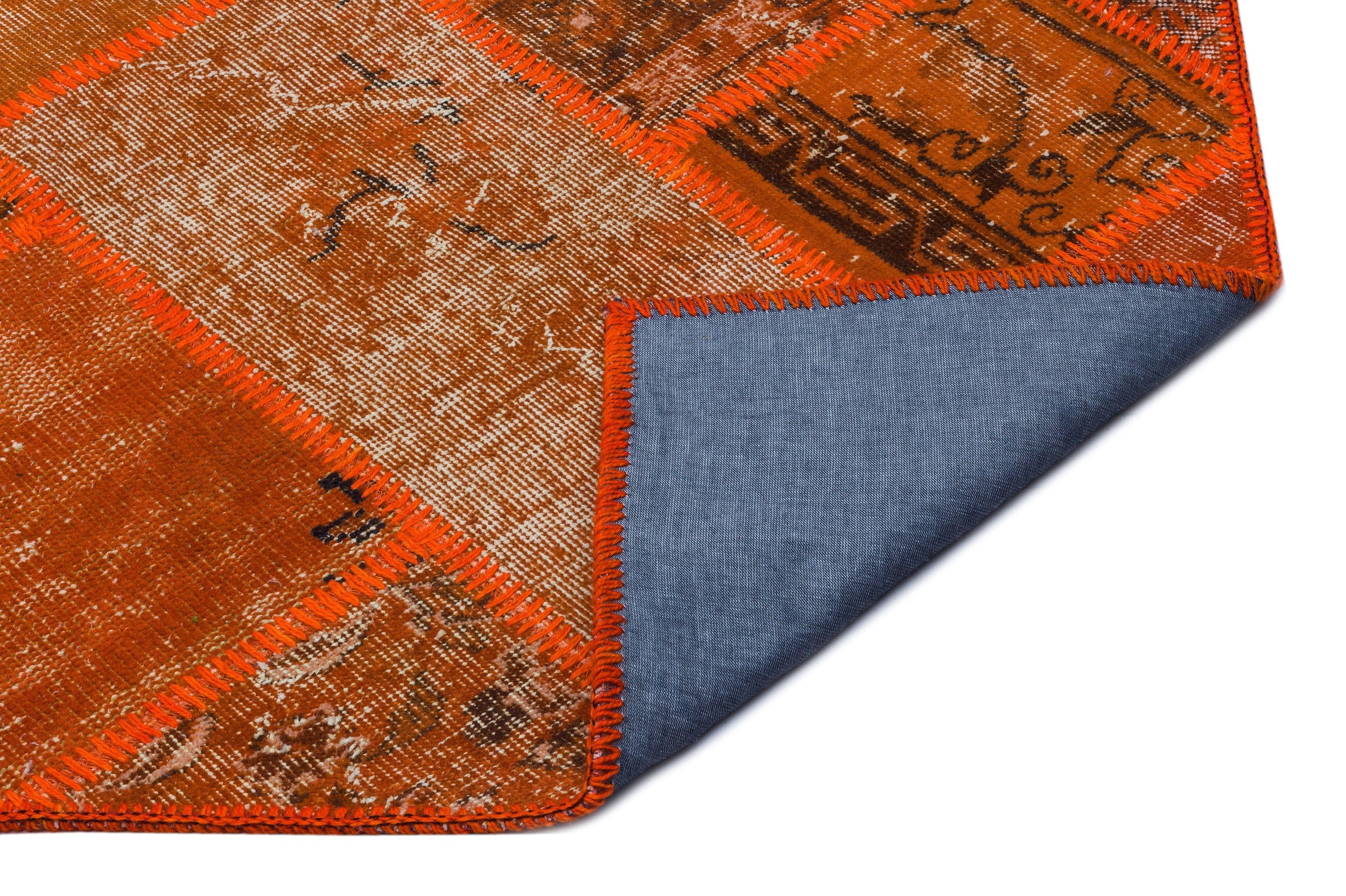 Iskece 26051 Orange Vintage Wool Handmade Area Rug 2'7" x 4'11"