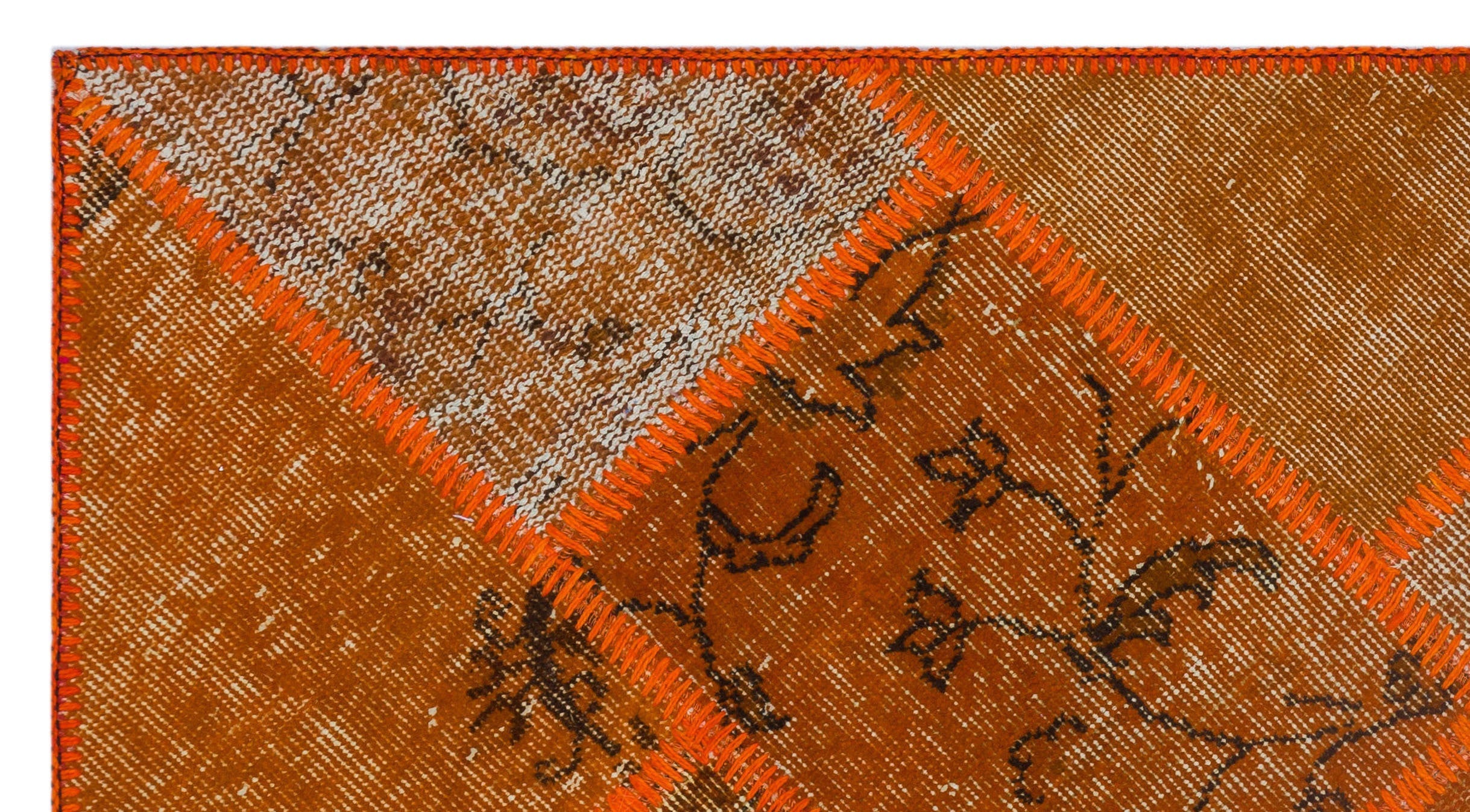 Iskece 26051 Orange Vintage Wool Handmade Area Rug 2'7" x 4'11"