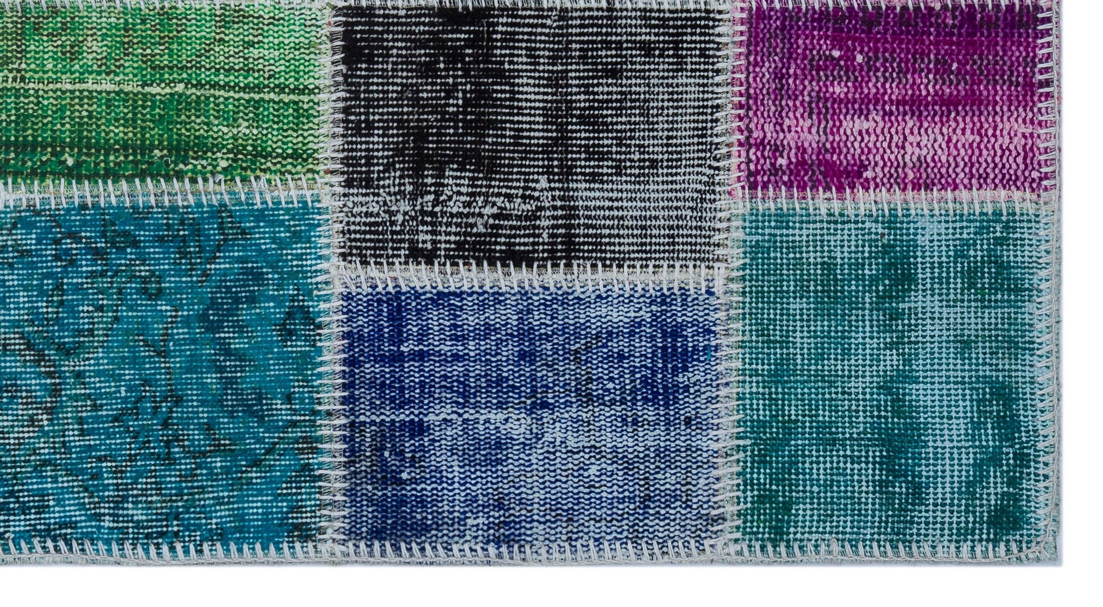 Iskece 26079 Beige Patchwork Wool Handmade Area Rug 2'7" x 4'11"