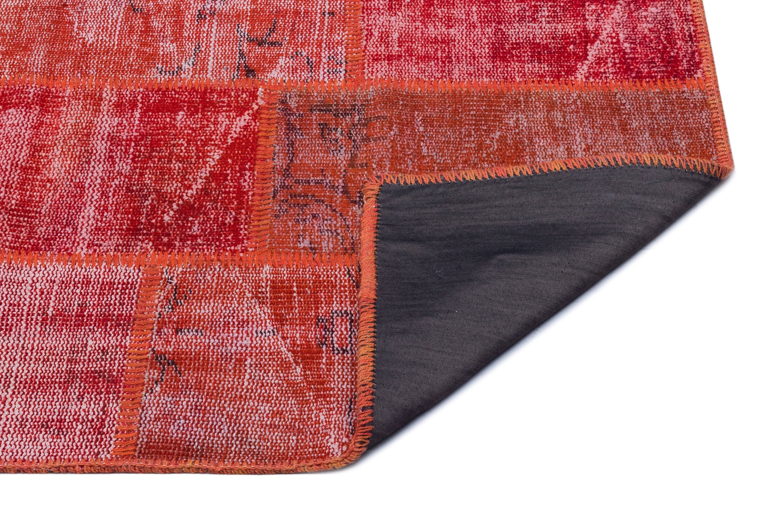 Iskece 26080 Red Patchwork Wool Handmade Area Rug 2'7" x 4'11"