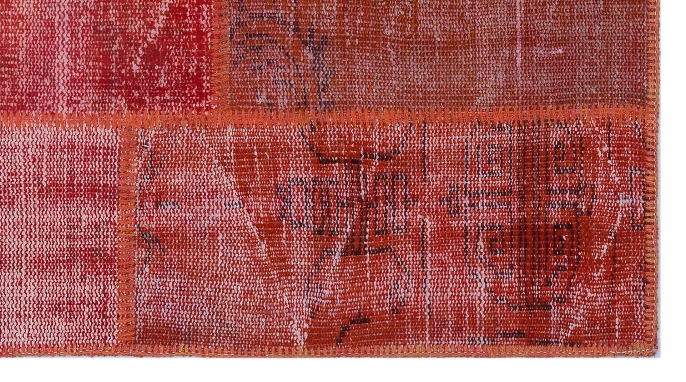 Iskece 26080 Red Patchwork Wool Handmade Area Rug 2'7" x 4'11"