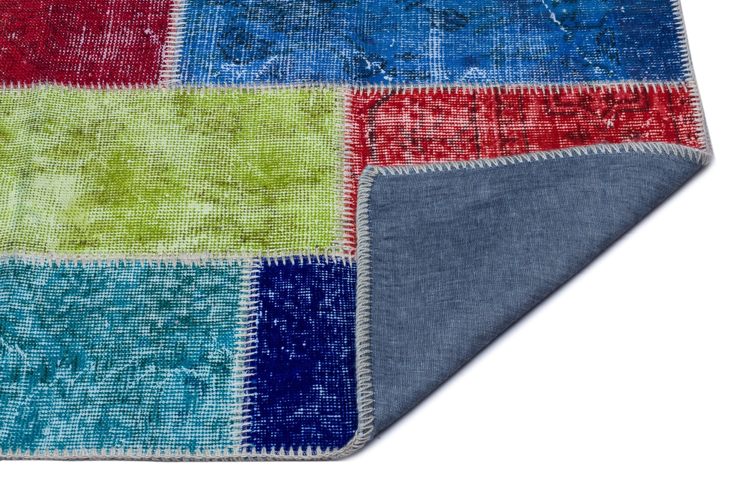 Iskece 26094 Beige Patchwork Wool Handmade Area Rug 2'7" x 4'11"
