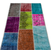 Iskece 26100 Beige Patchwork Wool Handmade Area Rug 2'7" x 4'11"