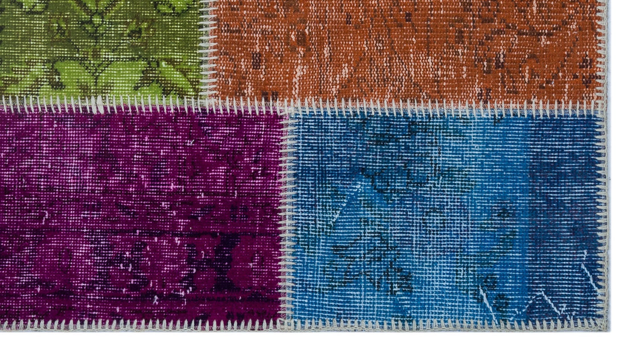 Iskece 26100 Beige Patchwork Wool Handmade Area Rug 2'7" x 4'11"