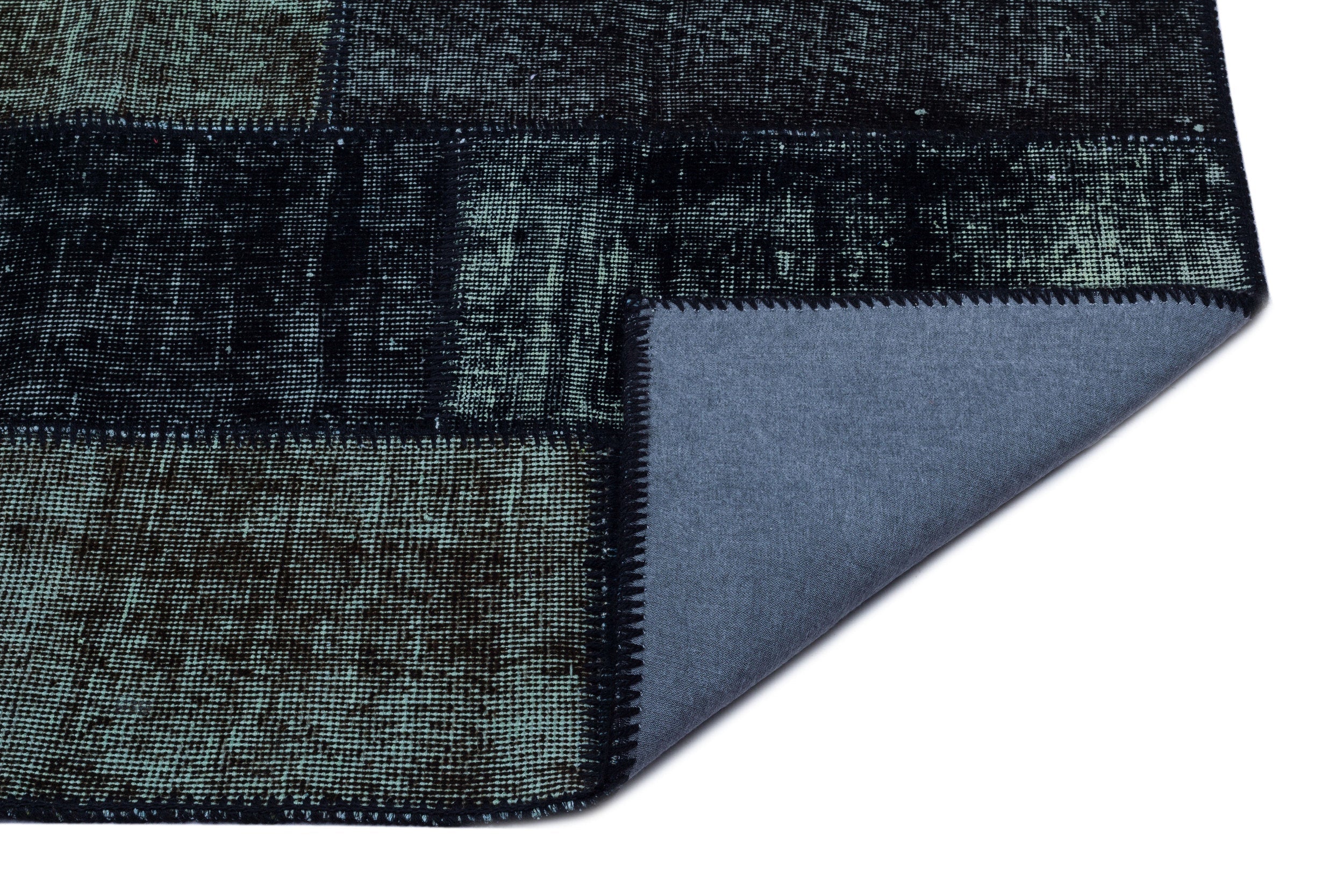 Iskece 26104 Black Patchwork Wool Handmade Area Rug 2'7" x 4'11"