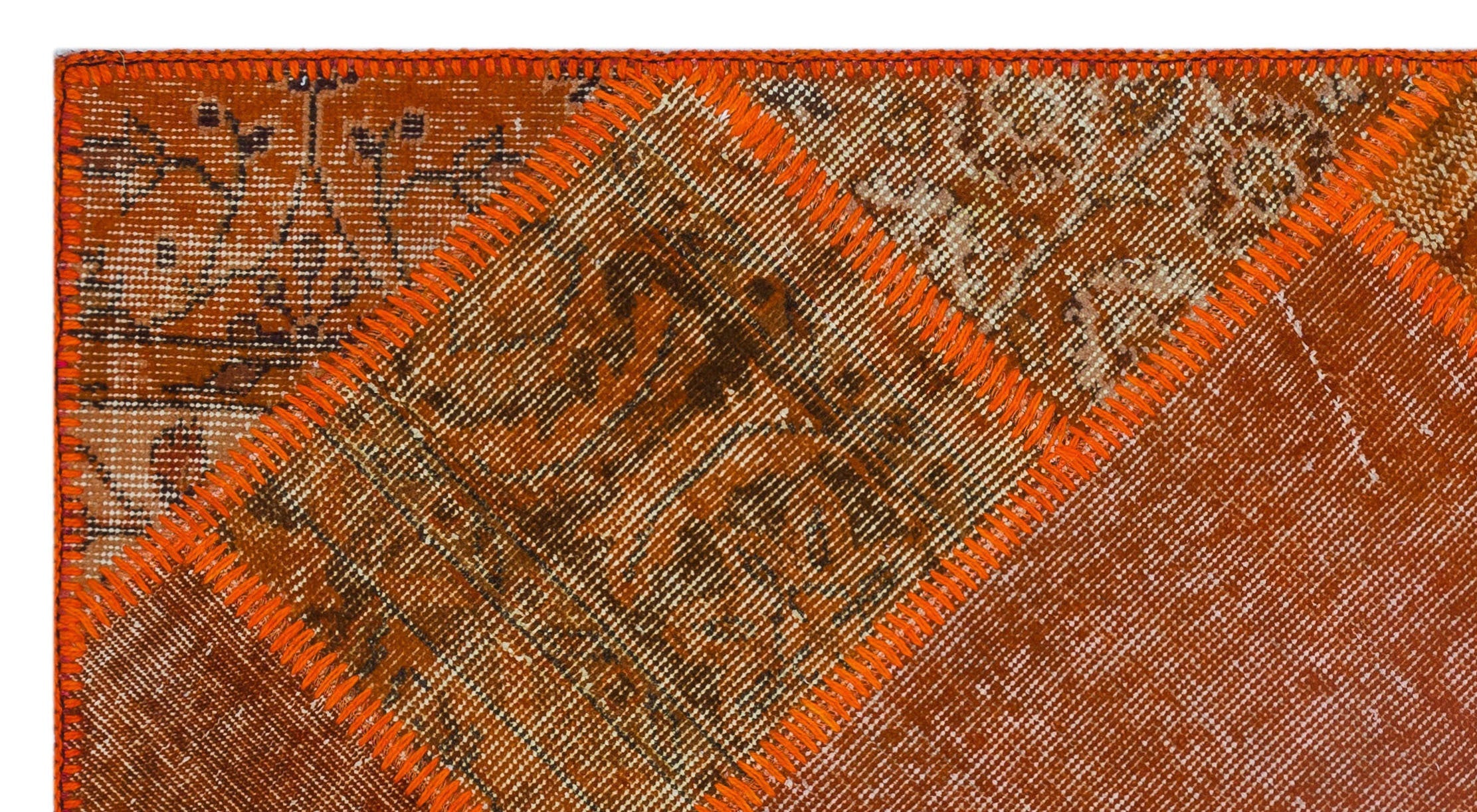Iskece 26107 Orange Vintage Wool Handmade Area Rug 2'7" x 4'11"