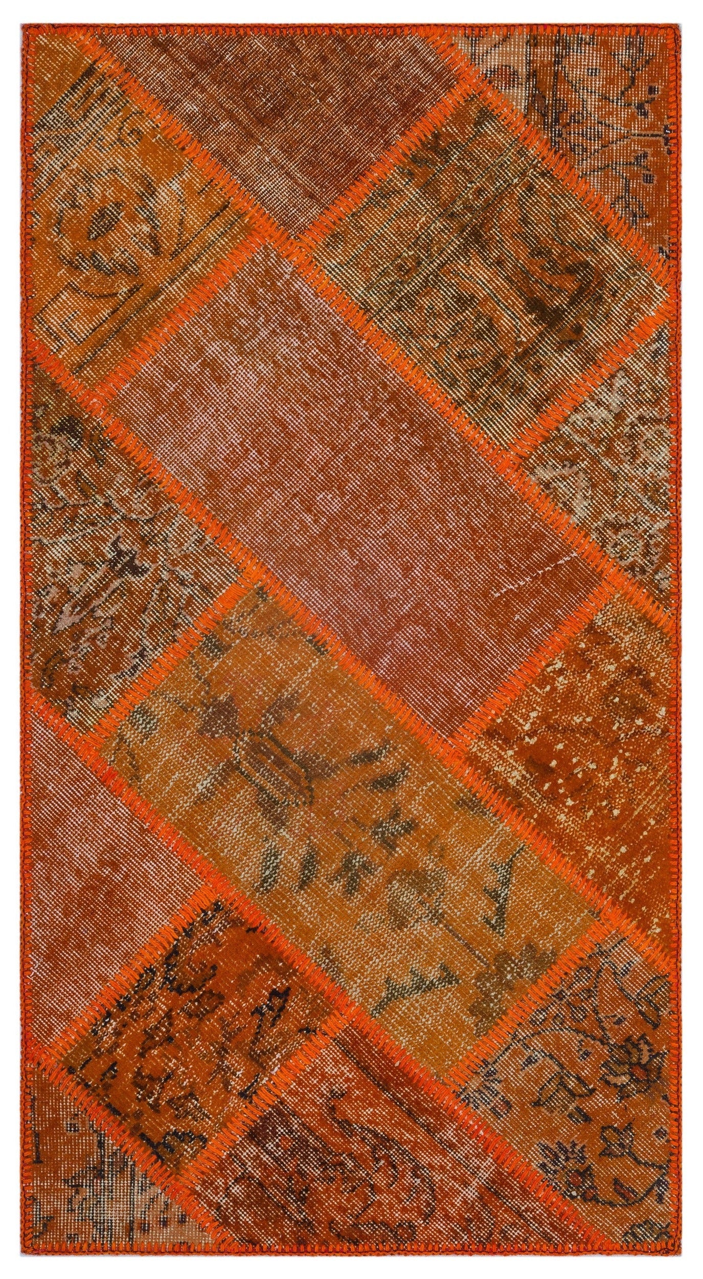 Iskece 26107 Orange Vintage Wool Handmade Area Rug 2'7" x 4'11"