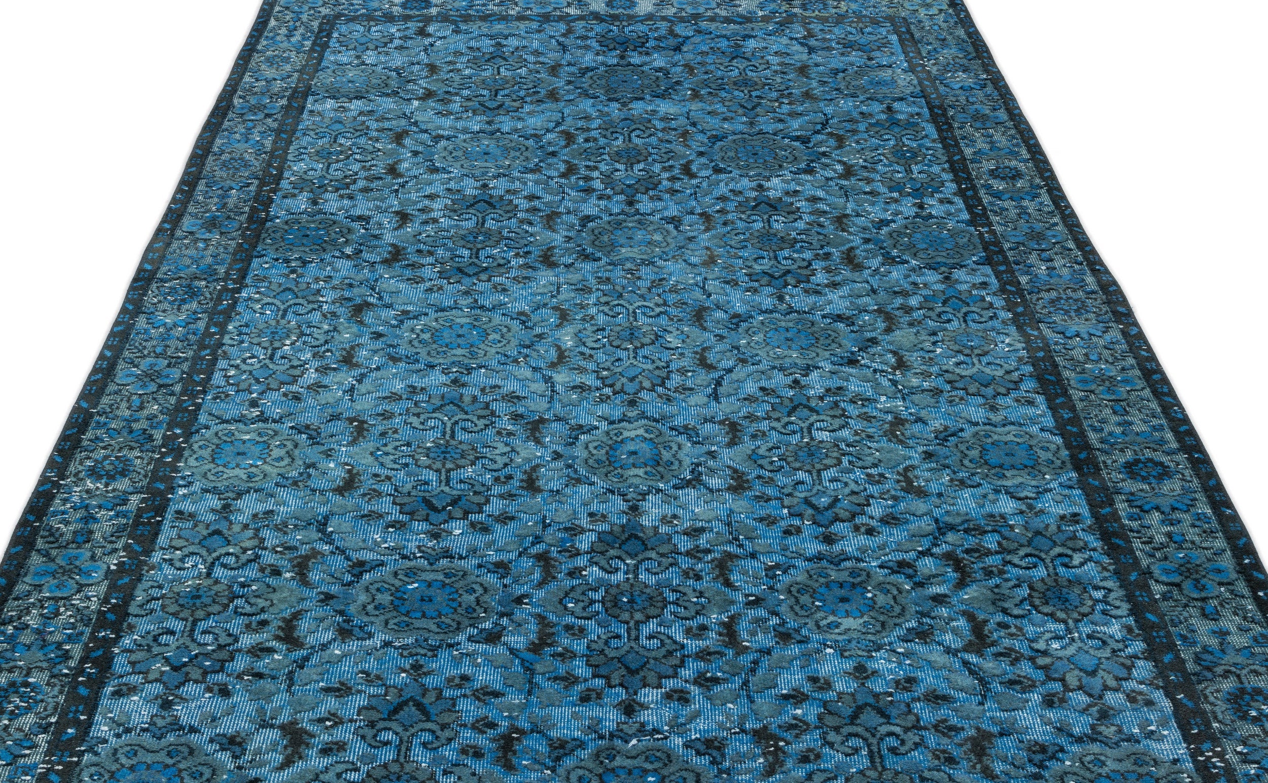 Purplea Turquoise Vintage Wool Handmade Area Rug 5'6" x 9'7"